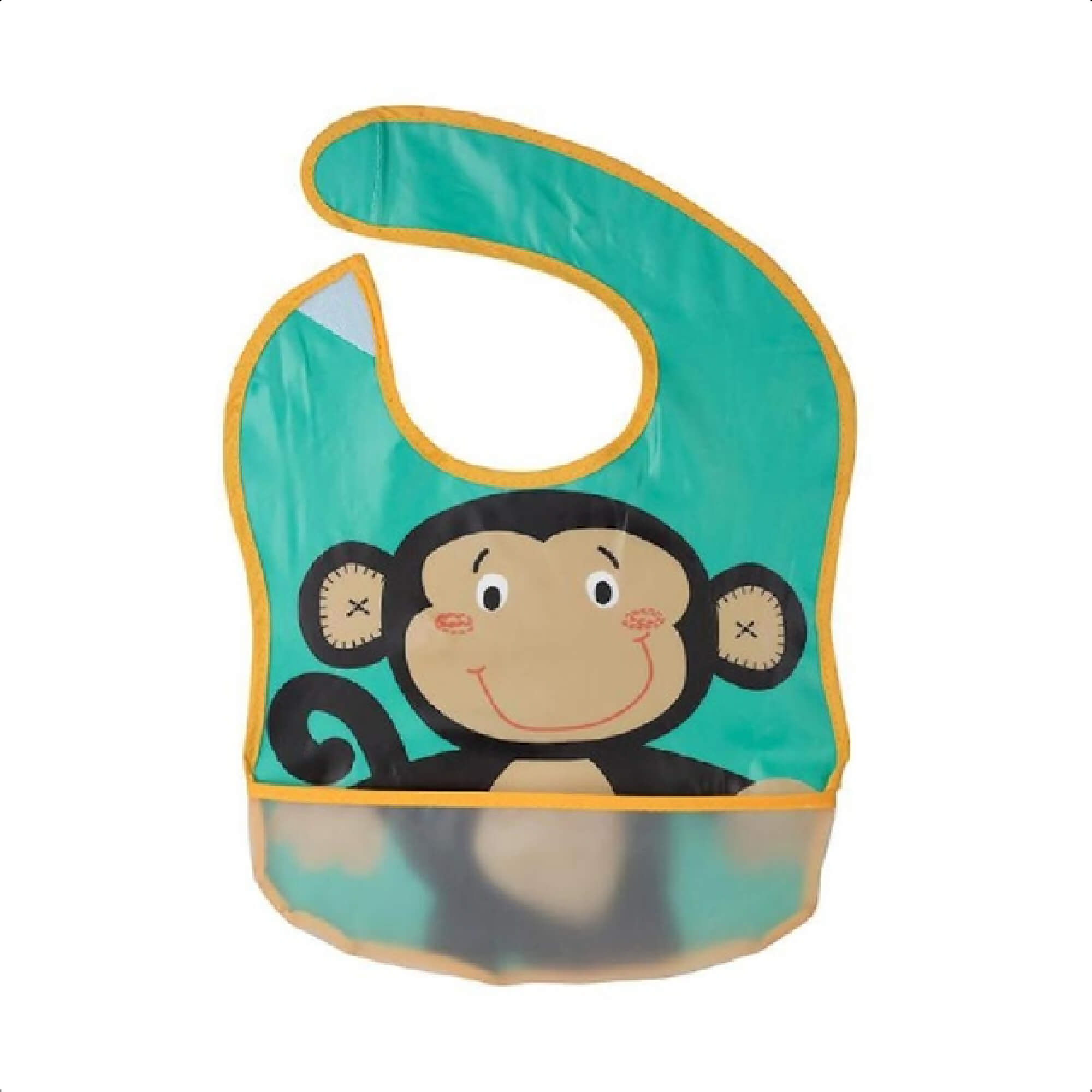 Babador Divertido Infantil Impermeável Ajustável Com Bolso Cata-Migalhas Macaquinho KaBaby -18907C