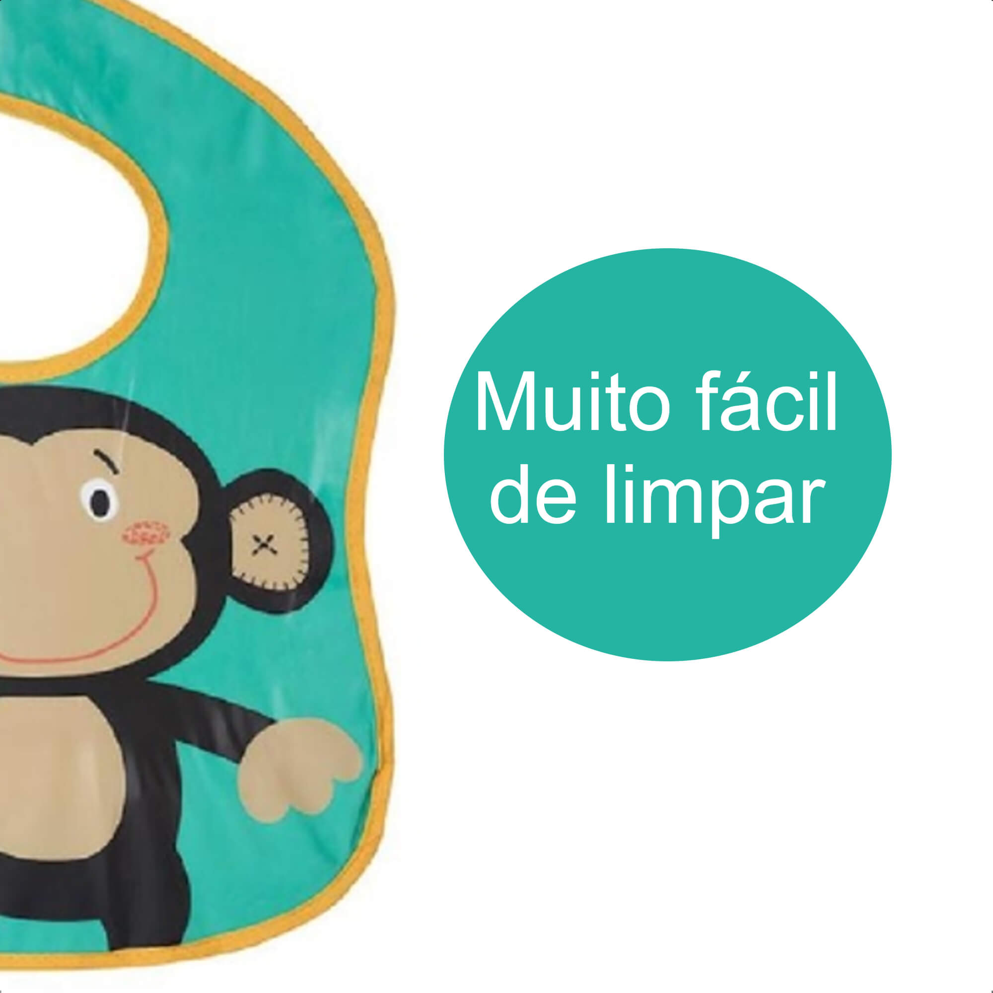 Babador Divertido Infantil Impermeável Ajustável Com Bolso Cata-Migalhas Macaquinho KaBaby -18907C