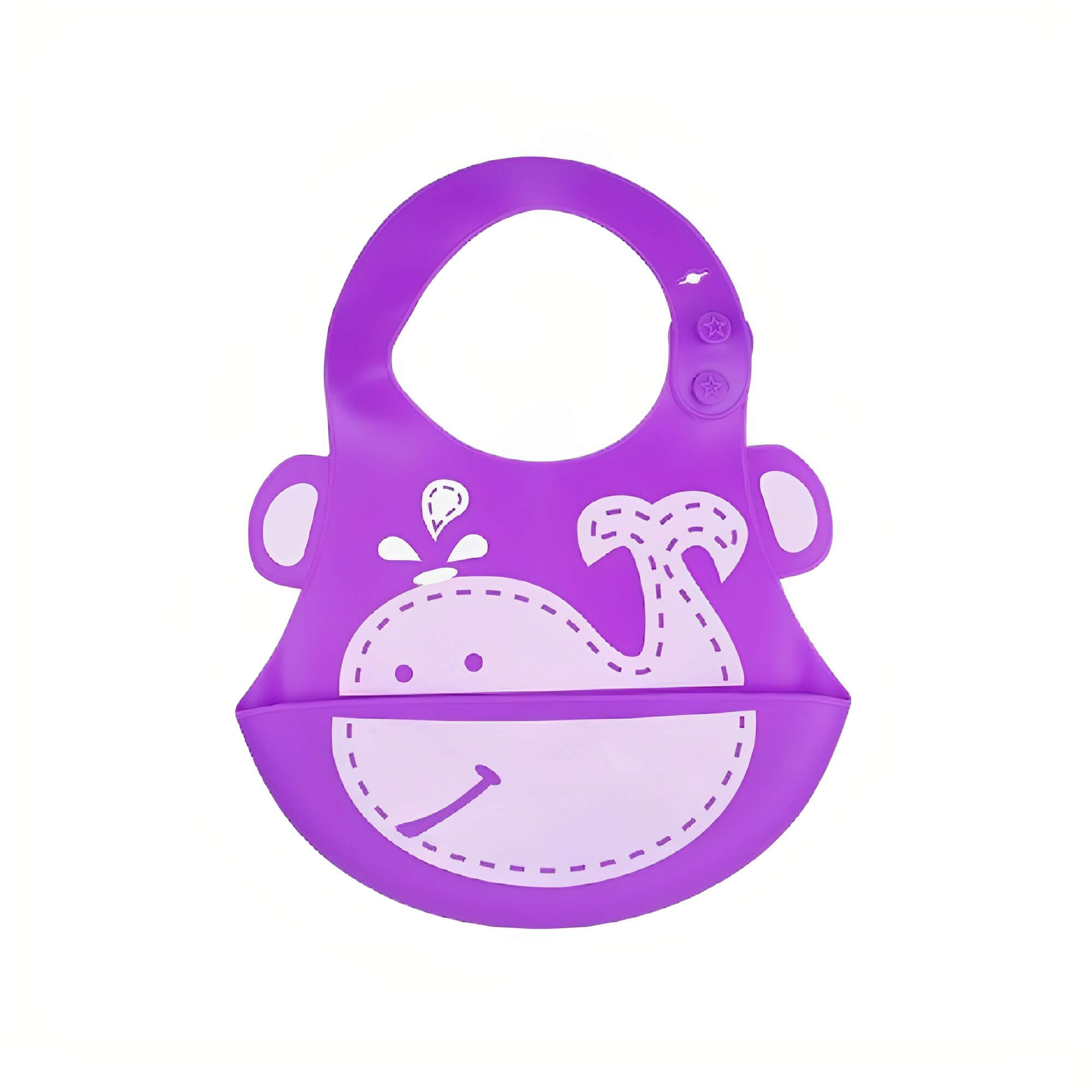 Babador para bebê Infantil Silicone Baleia Lilás com cata-migalhas Kababy - 1037H