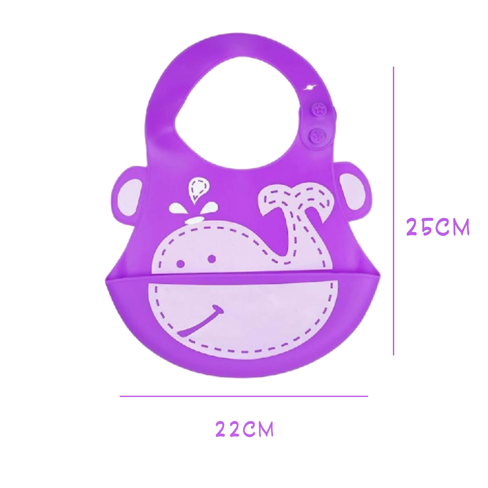 Babador para bebê Infantil Silicone Baleia Lilás com cata-migalhas Kababy - 1037H