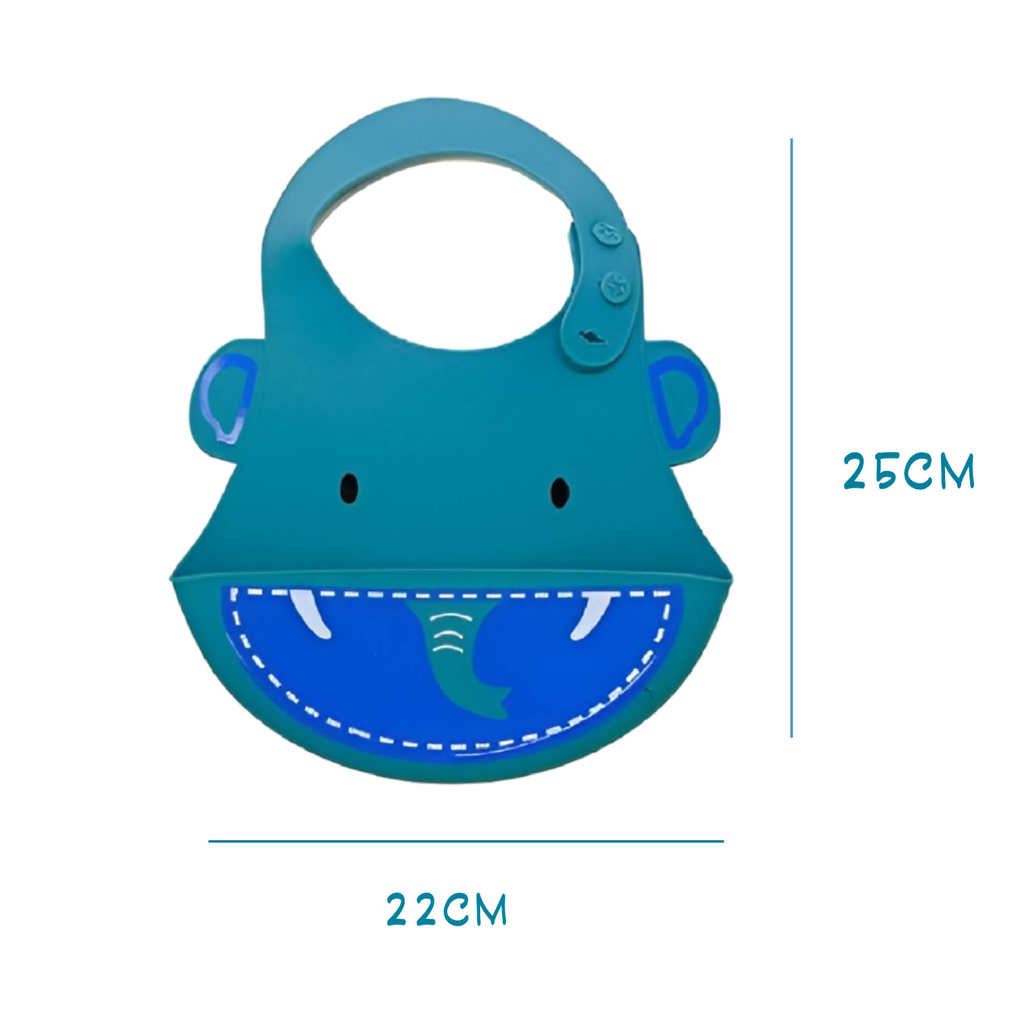Babador para bebê Infantil Silicone Elefante Azul com cata-migalhas Kababy - 1037E