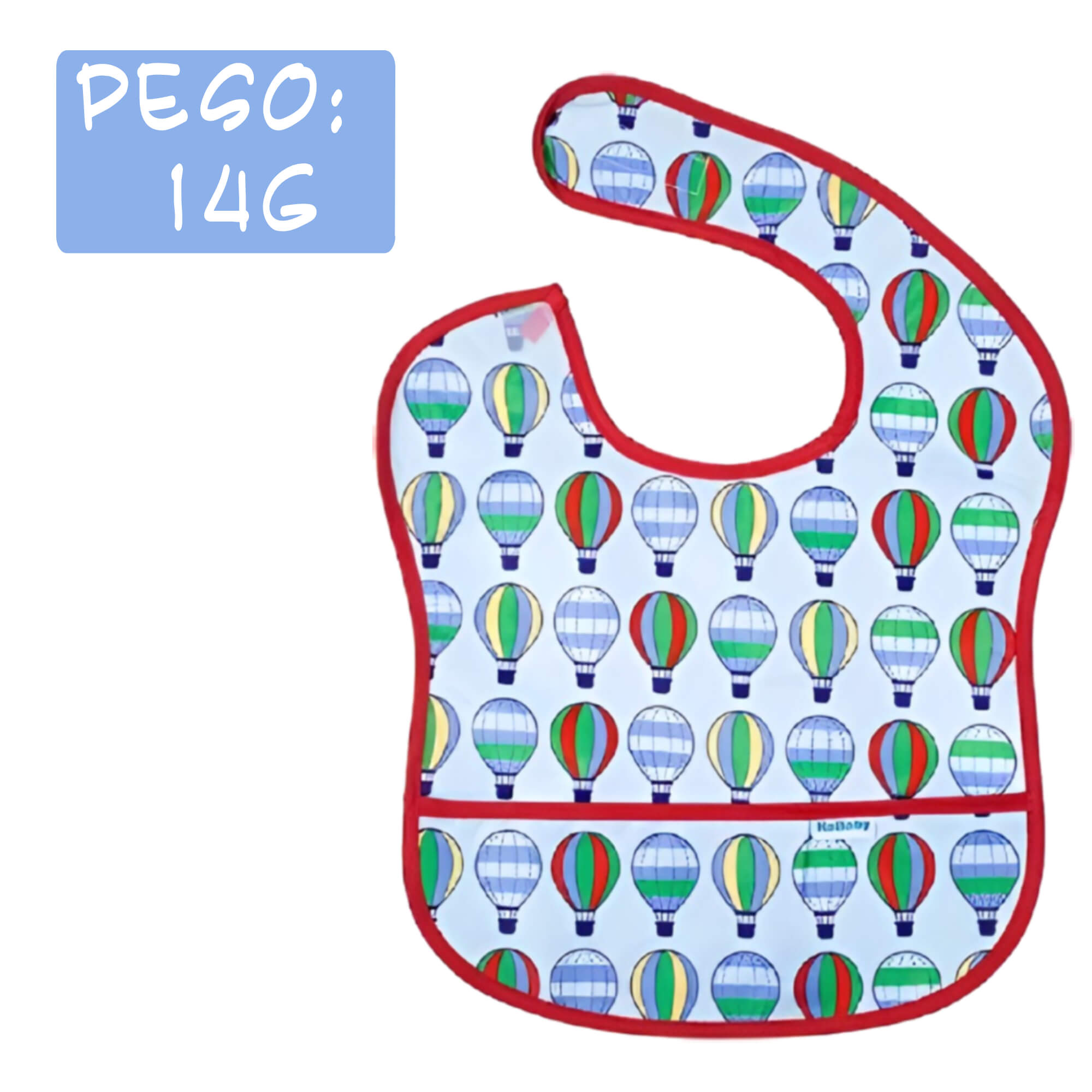 Babador para bebê Infantil impermeável standard Balões azul com cata-migalhas kababy - 18906E