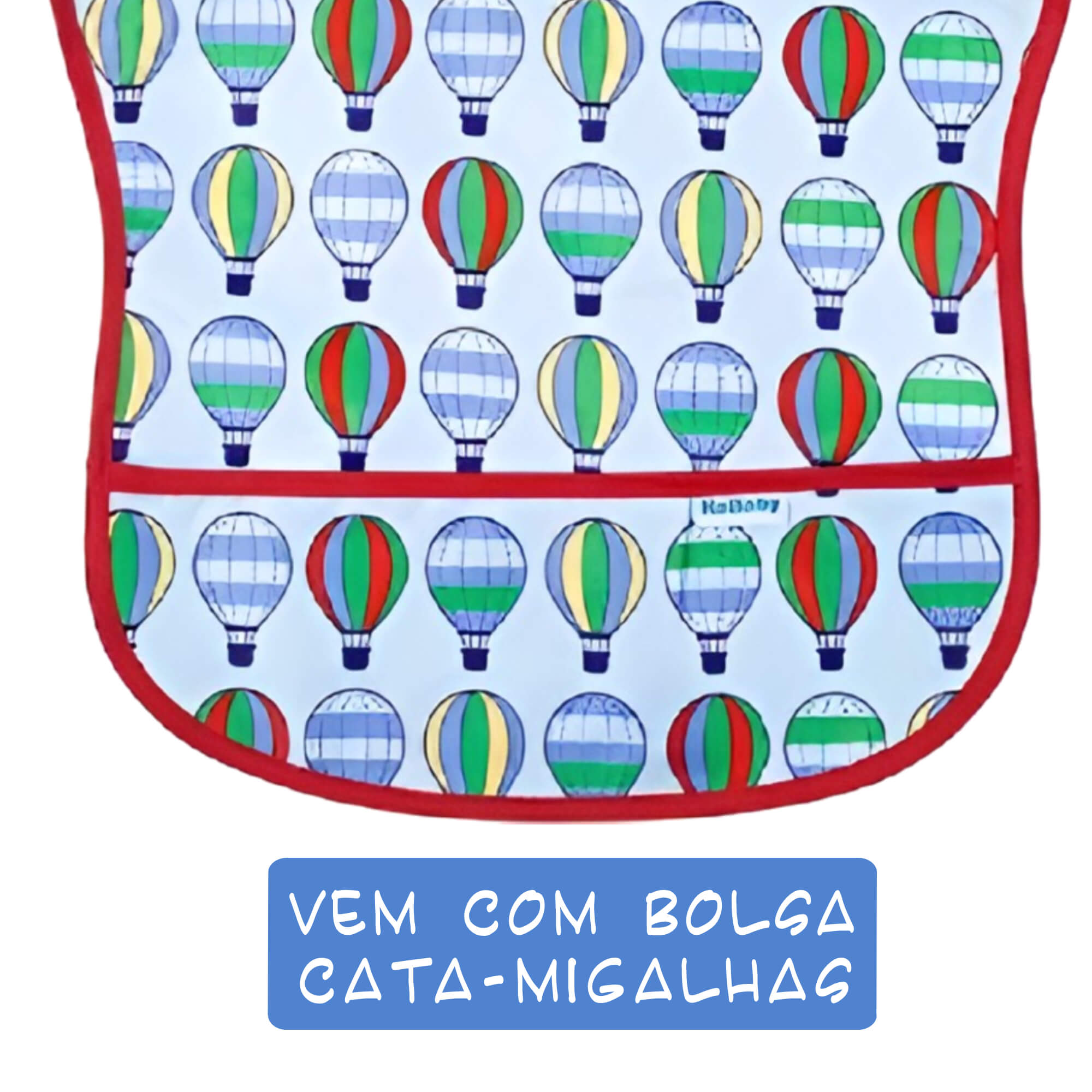 Babador para bebê Infantil impermeável standard Balões azul com cata-migalhas kababy - 18906E