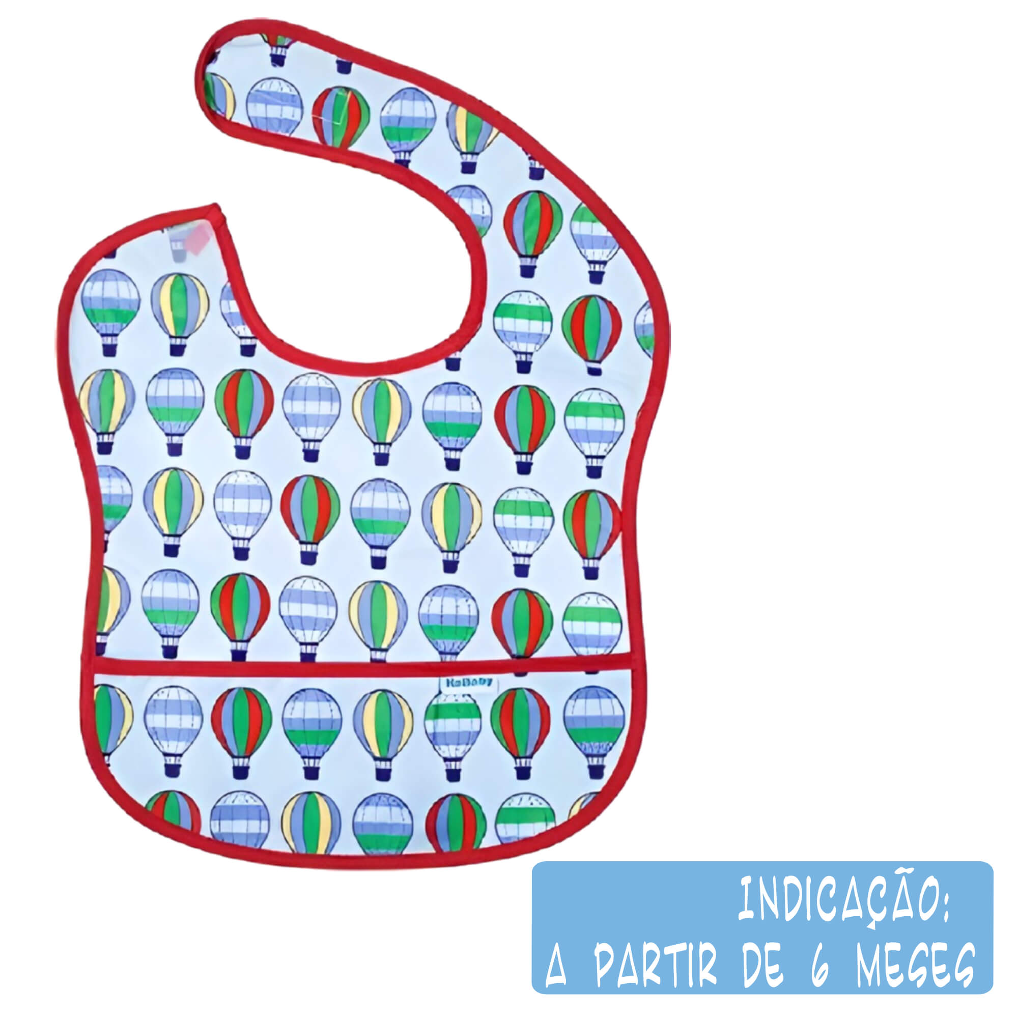 Babador para bebê Infantil impermeável standard Balões azul com cata-migalhas kababy - 18906E