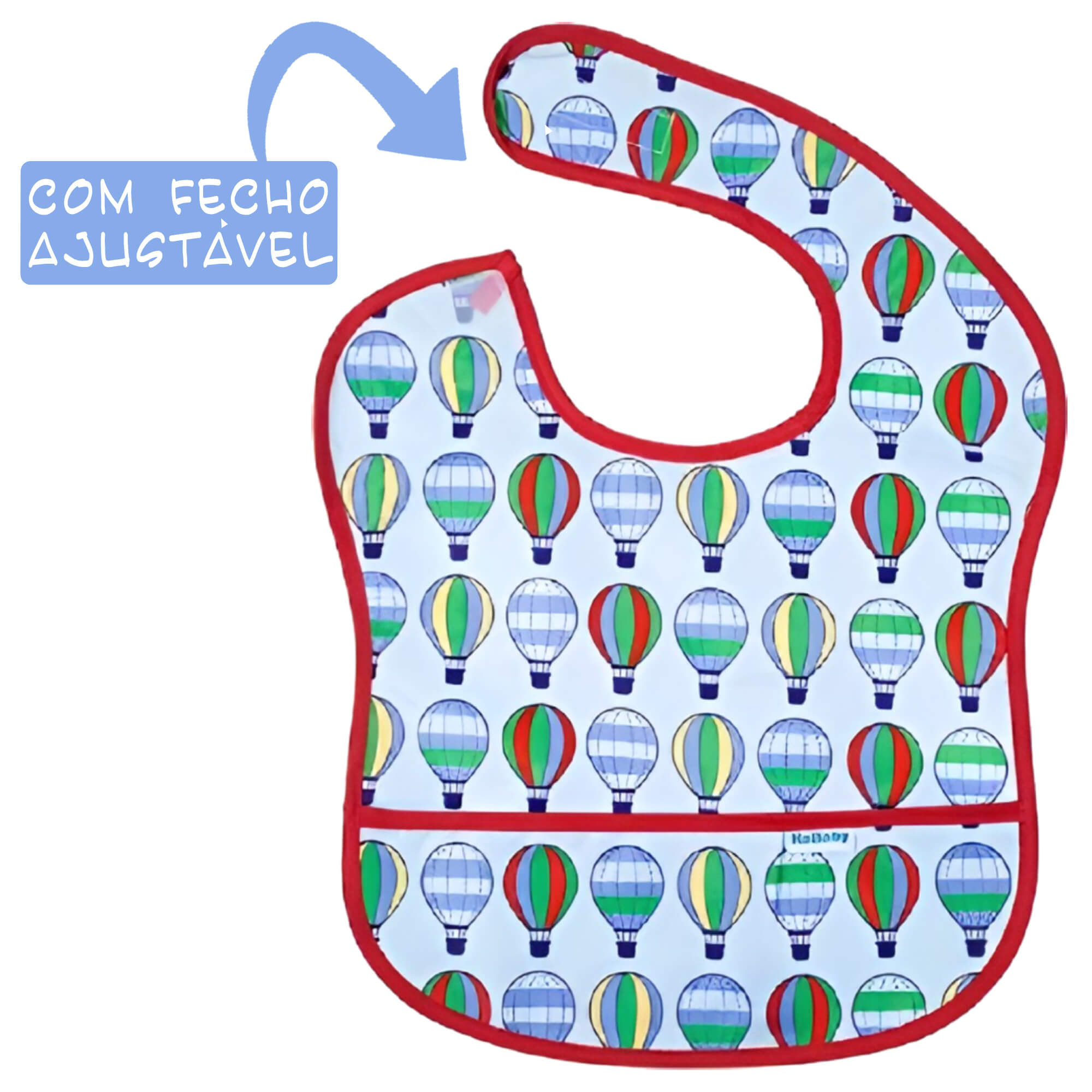 Babador para bebê Infantil impermeável standard Balões azul com cata-migalhas kababy - 18906E