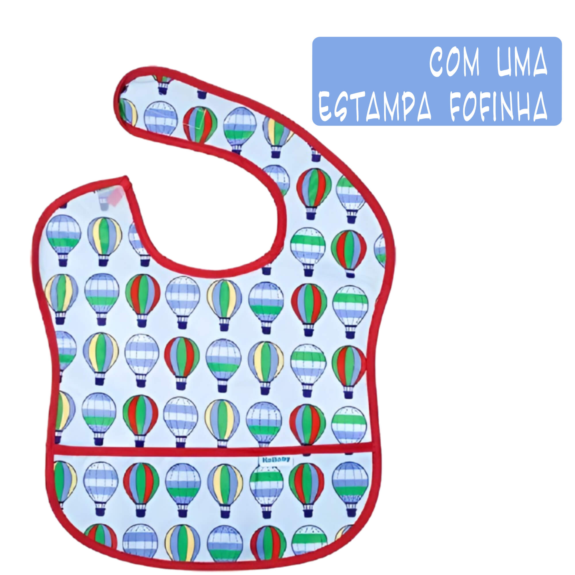 Babador para bebê Infantil impermeável standard Balões azul com cata-migalhas kababy - 18906E