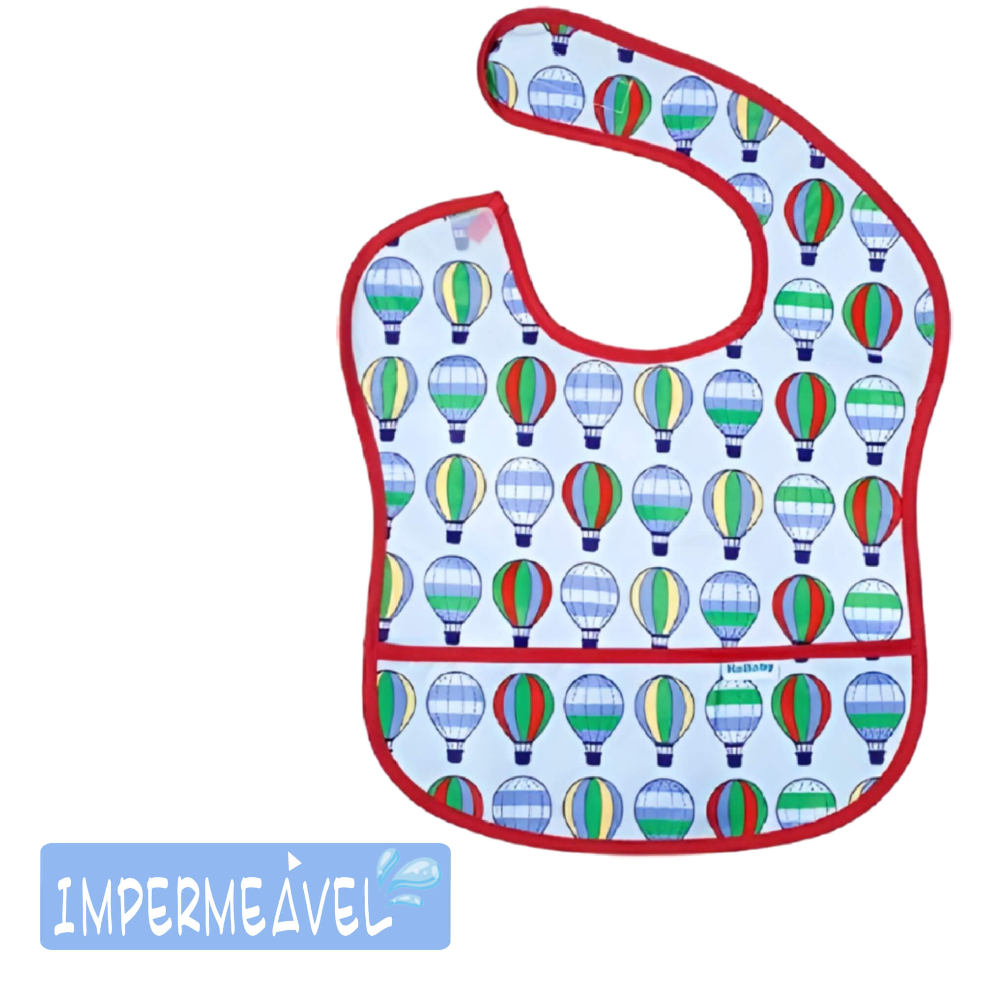 Babador para bebê Infantil impermeável standard Balões azul com cata-migalhas kababy - 18906E