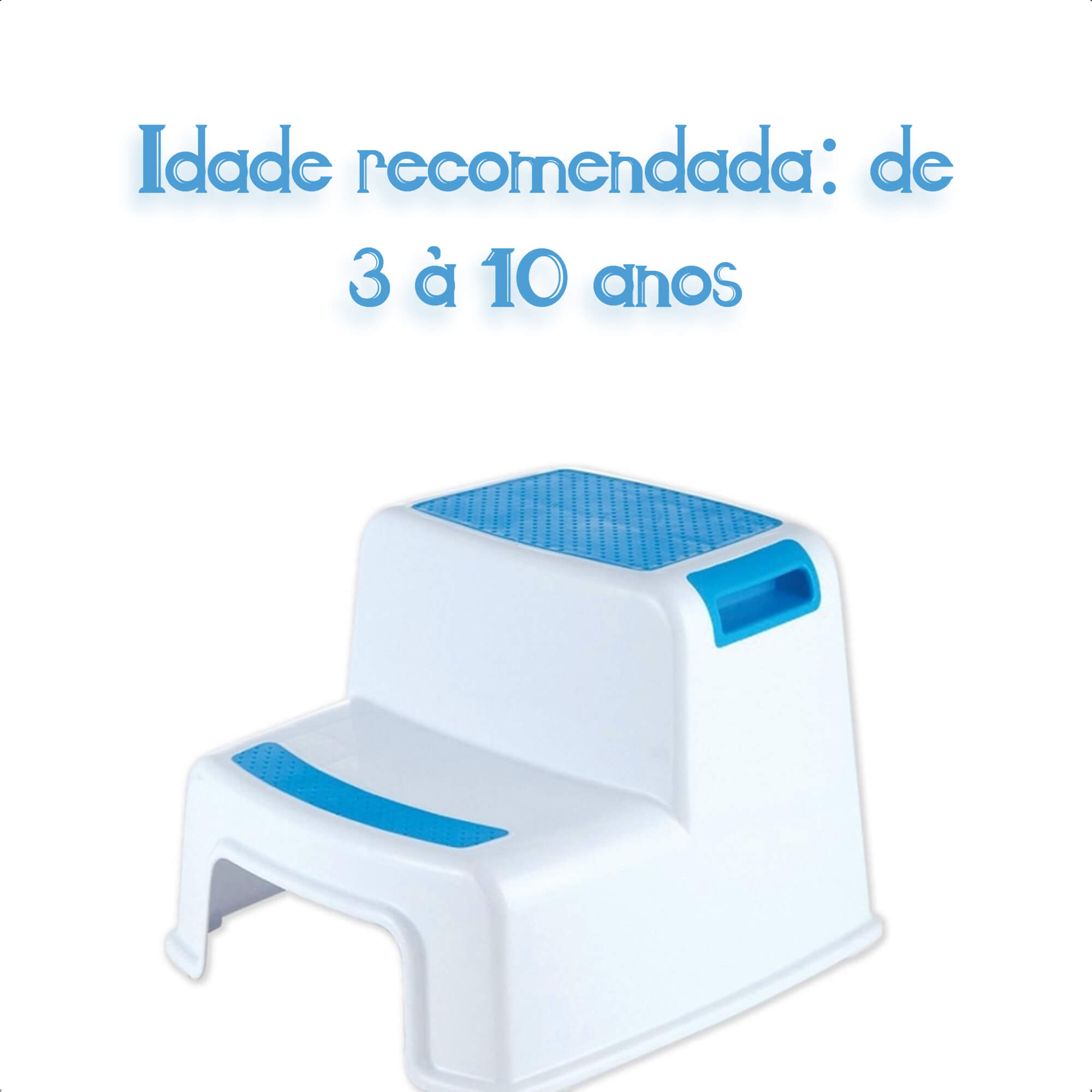 Banquinho de Banheiro 2 Degraus New Style Infantil leve e Portátil de 3 à 10 Anos Máximo 70kg Azul KaBaby - 22017A