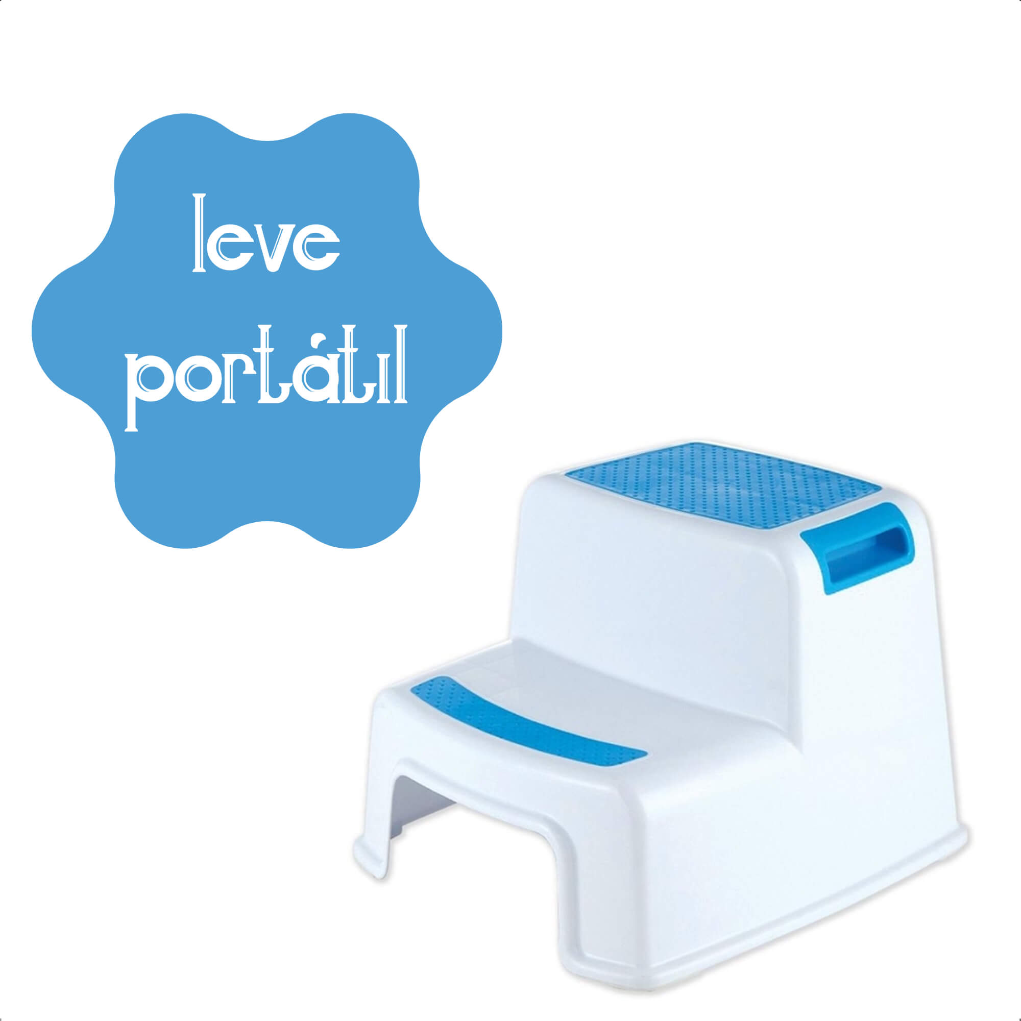 Banquinho de Banheiro 2 Degraus New Style Infantil leve e Portátil de 3 à 10 Anos Máximo 70kg Azul KaBaby - 22017A