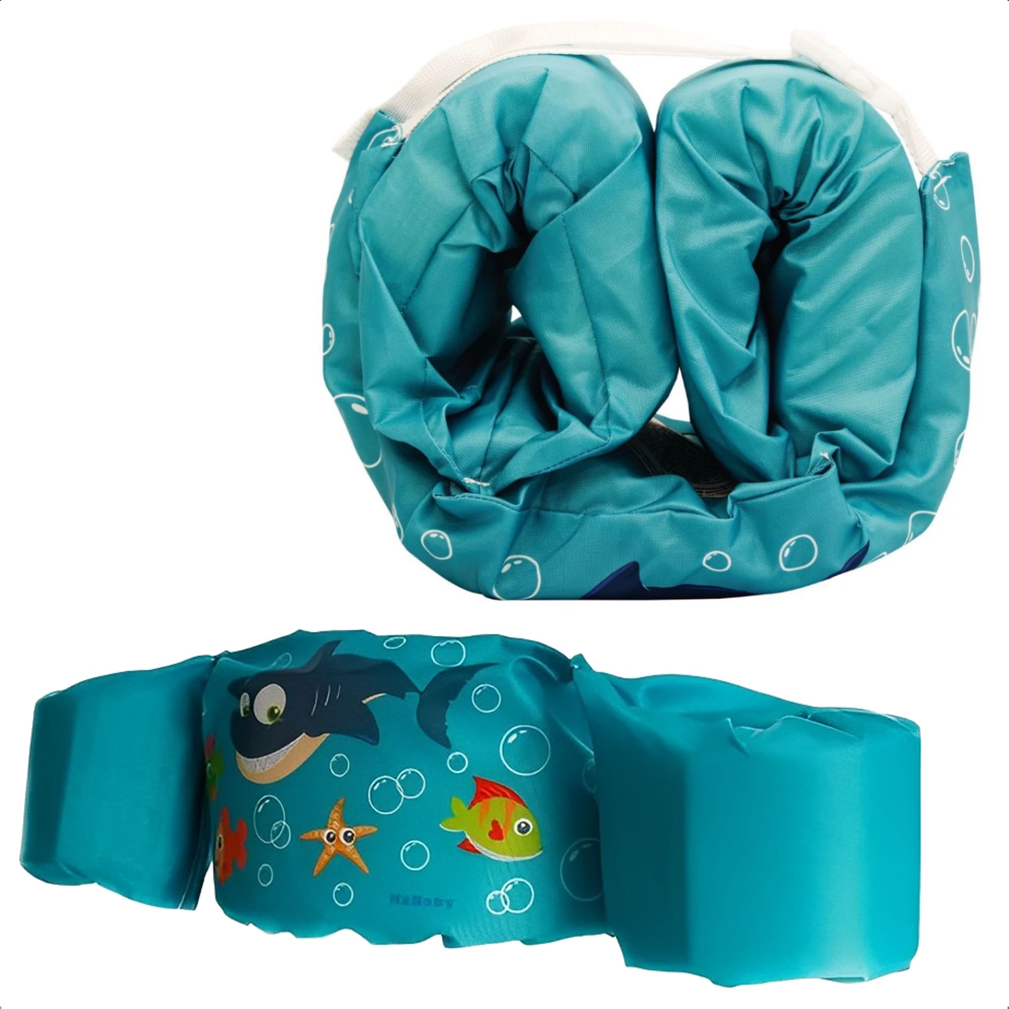 Boia Infantil de Vestir Tubarão Proteção nos Braços Colete Flutuador Azul Kababy - 25100T