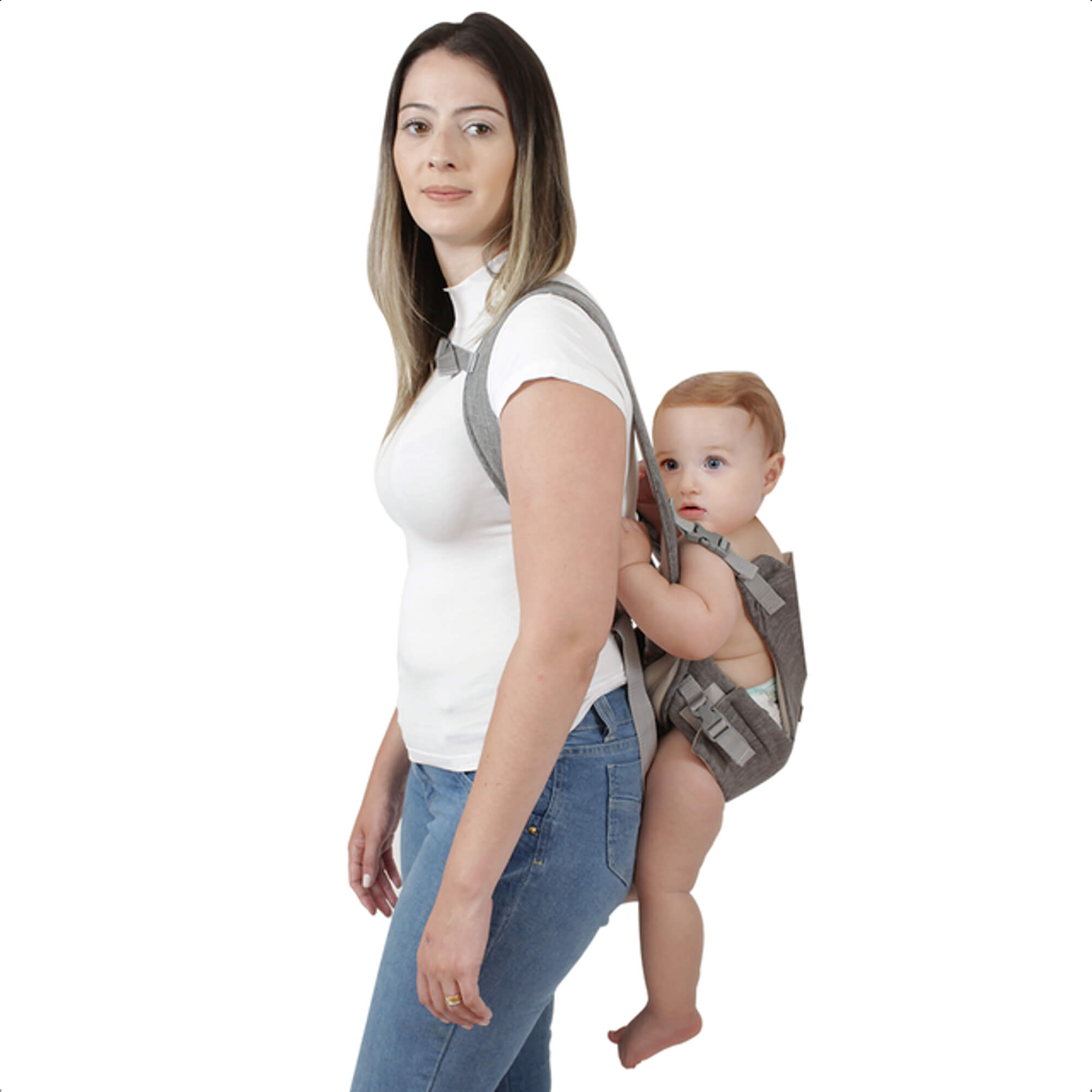 Canguru Air Para Bebê Confortável e Postura correta 3 Posições Tecidos Arejados 3,5kg até 9kg Azul Mescla KaBaby 17200A