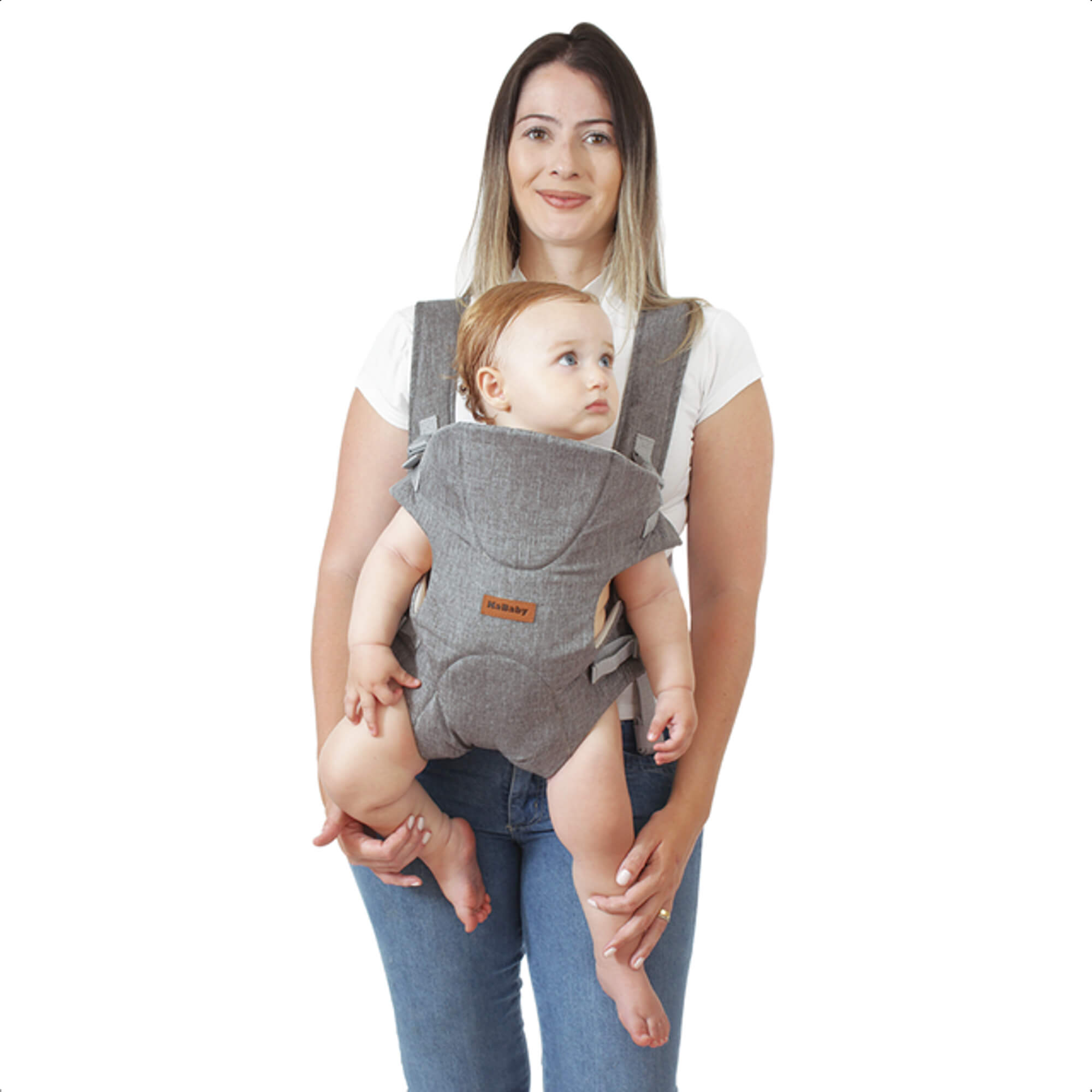 Canguru Air Para Bebê Confortável e Postura correta 3 Posições Tecidos Arejados 3,5kg até 9kg Azul Mescla KaBaby 17200A
