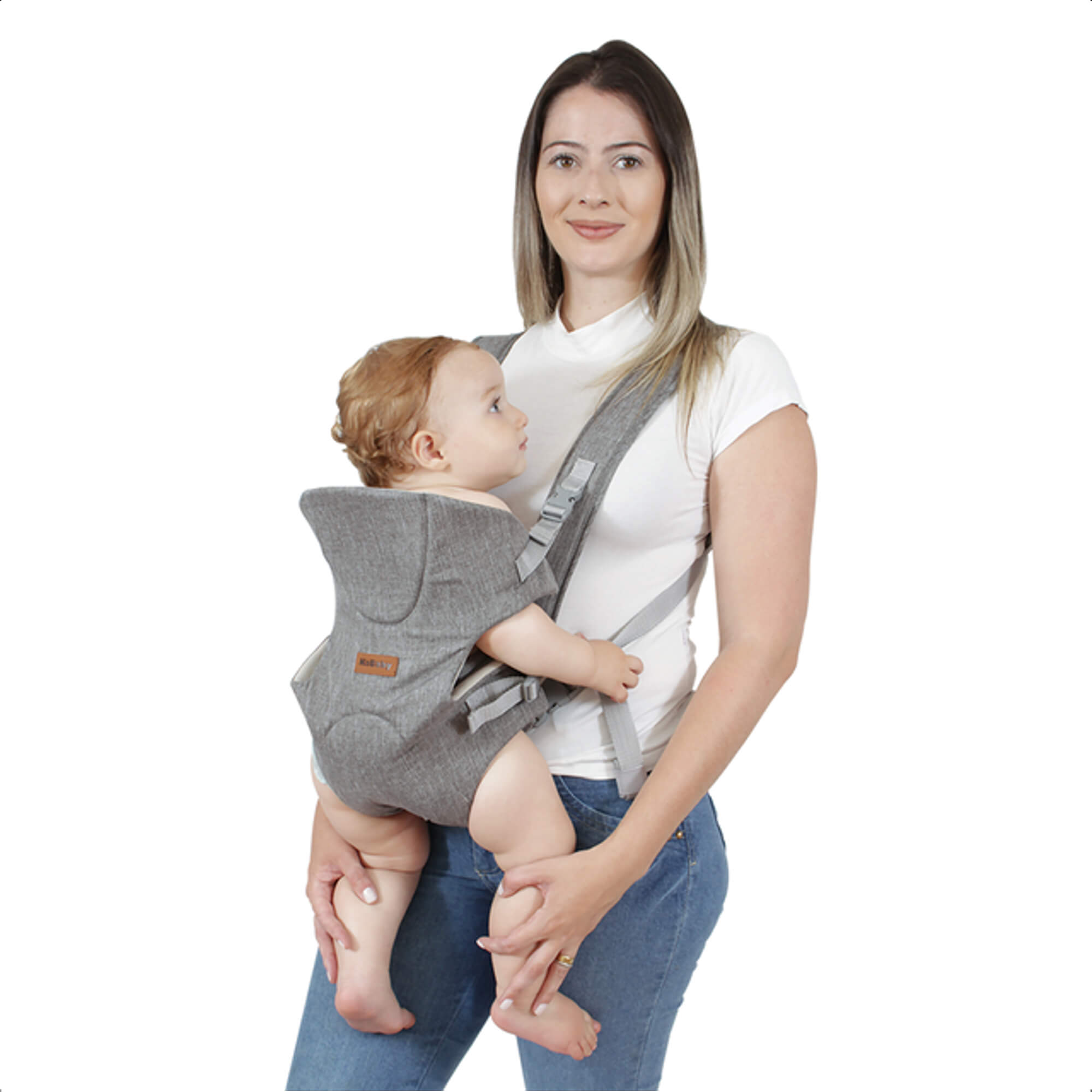 Canguru Air Para Bebê Confortável e Postura correta 3 Posições Tecidos Arejados 3,5kg até 9kg Azul Mescla KaBaby 17200A