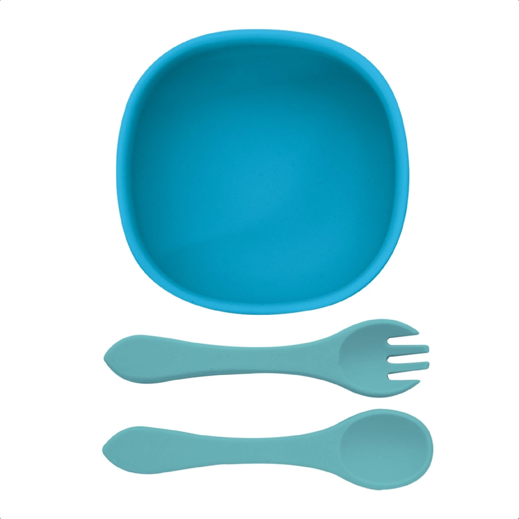 Conjunto Bowl Infantil Com Garfo e Colher Resistente e Maleável Azul KaBaby -  1138A
