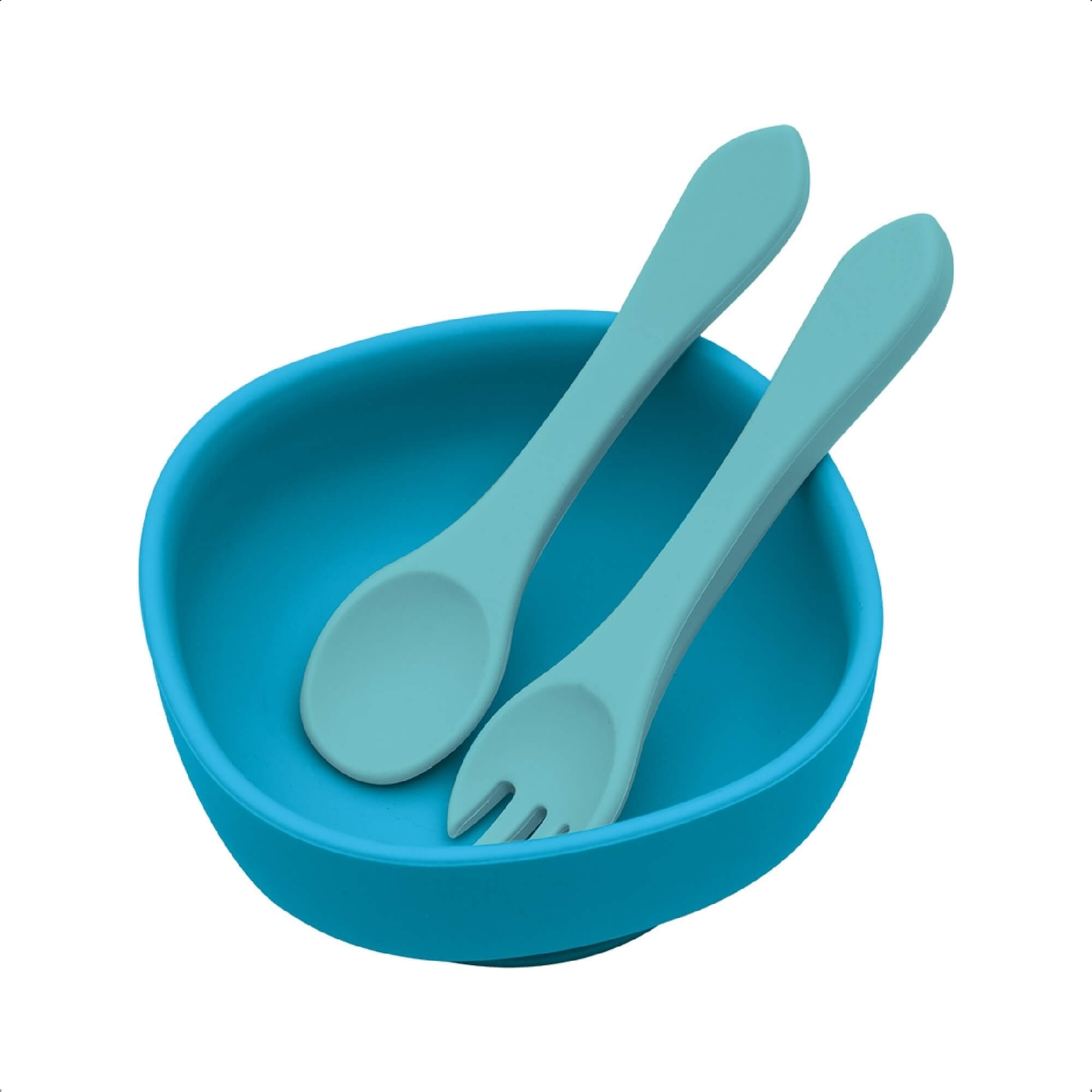 Conjunto Bowl Infantil Com Garfo e Colher Resistente e Maleável Azul KaBaby -  1138A