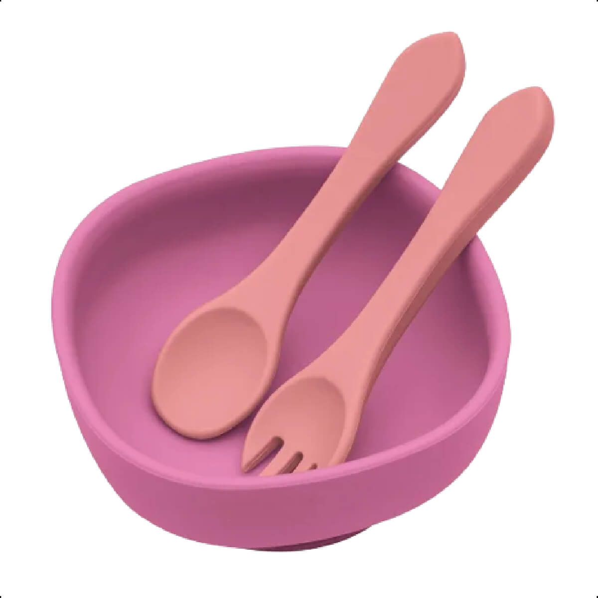 Conjunto Bowl Com Garfo e Colher pode ir no micro-ondas e na lava louças KaBaby Rosa - 1138R