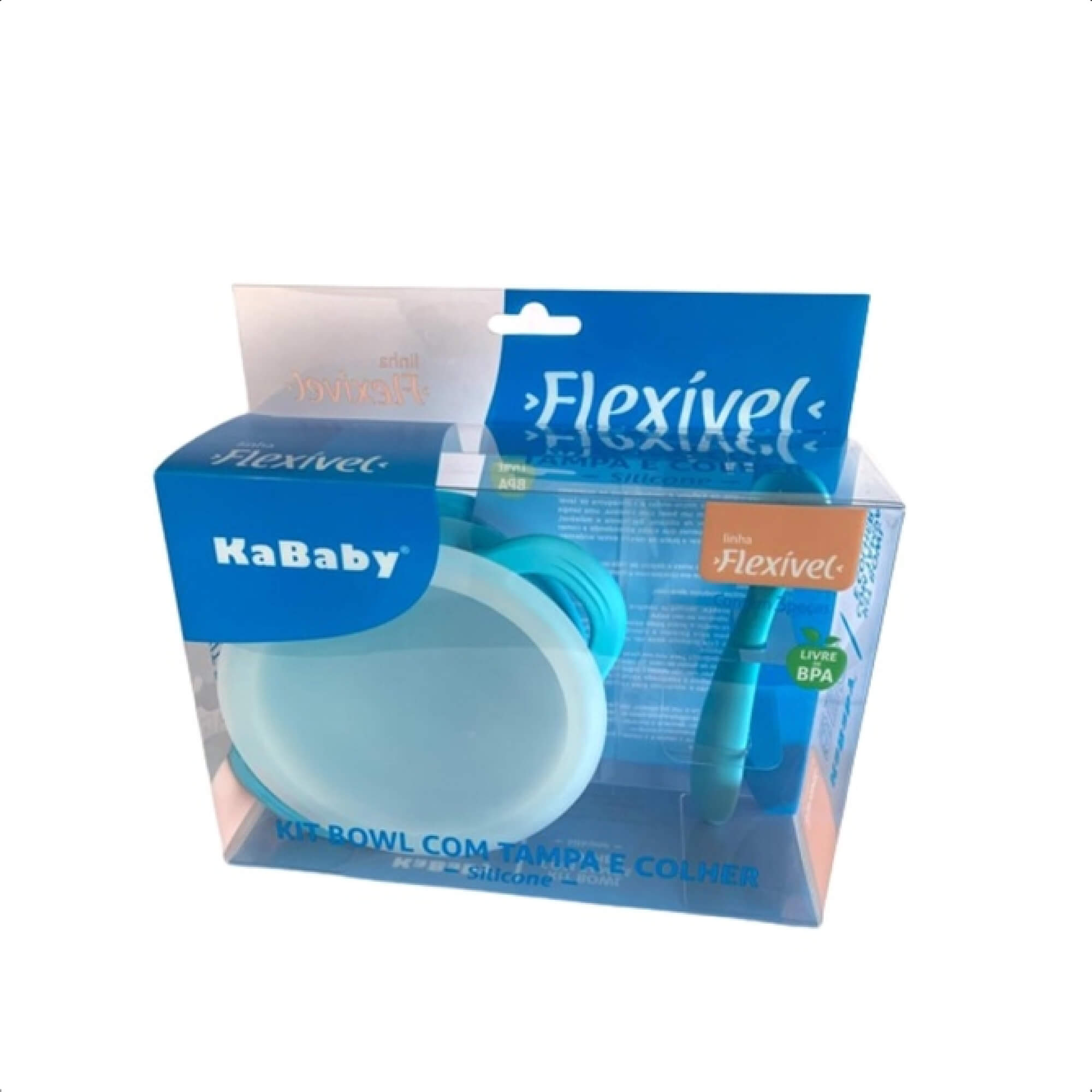 Conjunto p/ Criança Bowl com Tampa, Colher Maleável Com ventosa Azul KaBaby 1130A