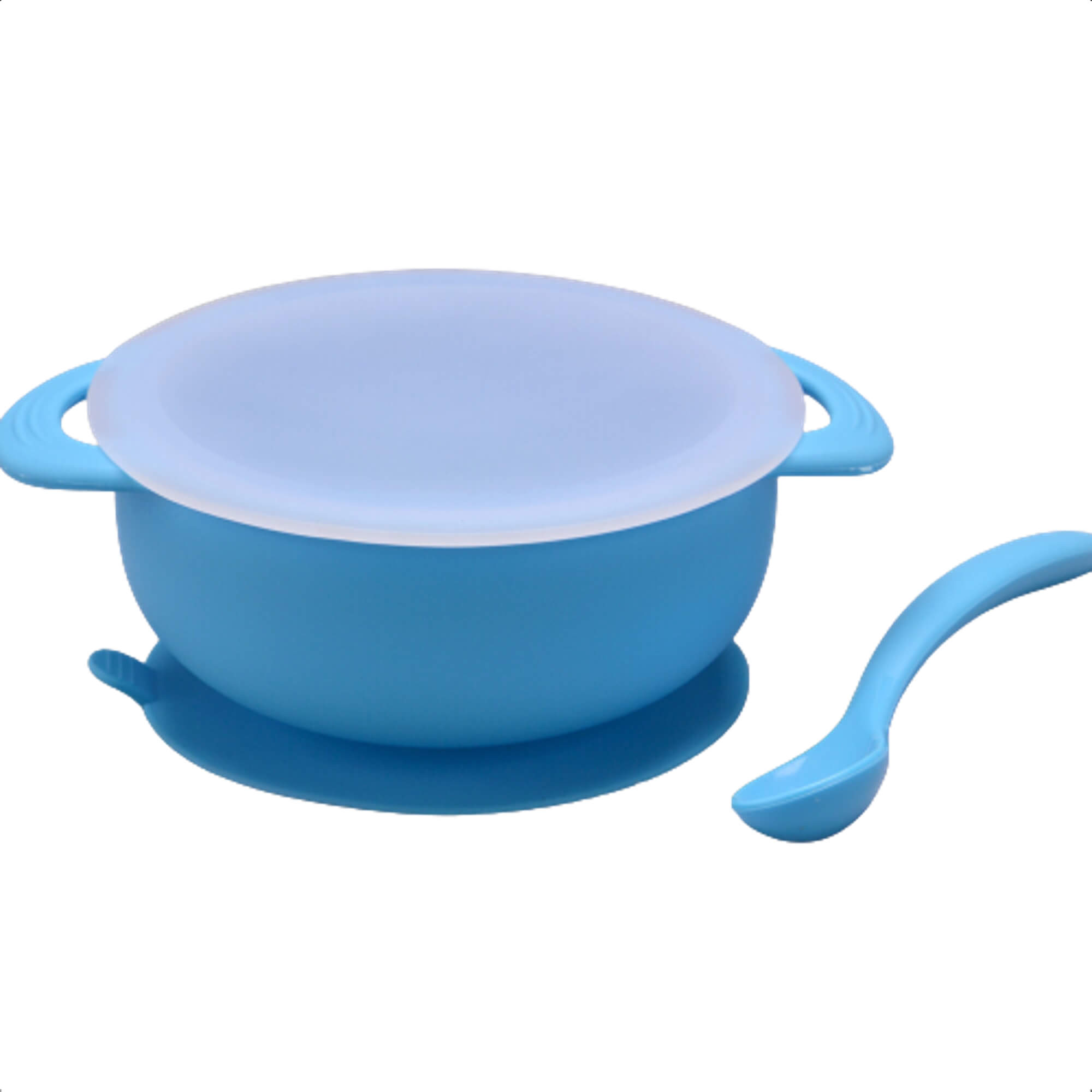 Conjunto p/ Criança Bowl com Tampa, Colher Maleável Com ventosa Azul KaBaby 1130A