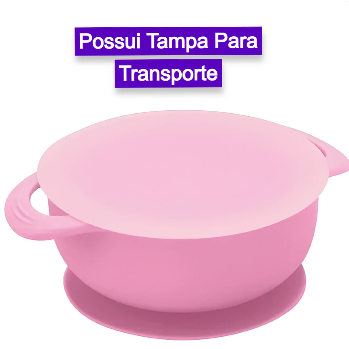 Kit Refeição infantil Conjunto Bowl Com Tampa e ventosa Colher Super maleável KaBaby Rosa - 1130R