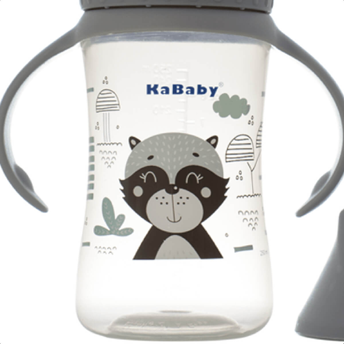 Copo Infantil 250ml Com Bico de Silicone Alças Removíveis Fácil De Limpar A Partir De 6 Meses Cinza KaBaby - 1215C