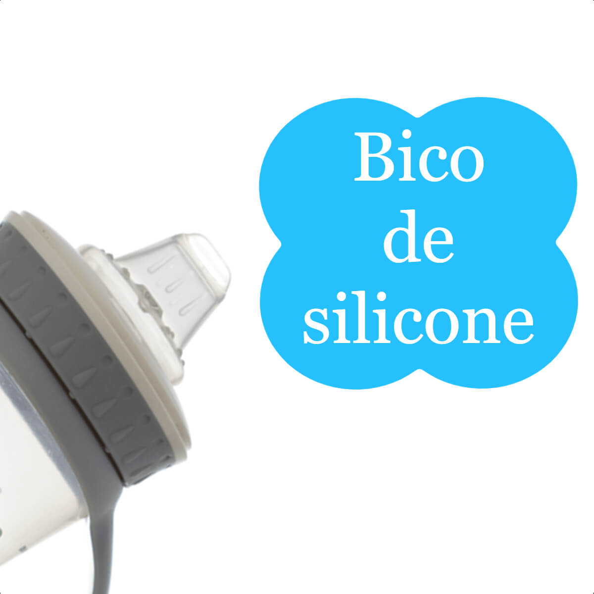 Copo Infantil 250ml Com Bico de Silicone Alças Removíveis Fácil De Limpar A Partir De 6 Meses Cinza KaBaby - 1215C