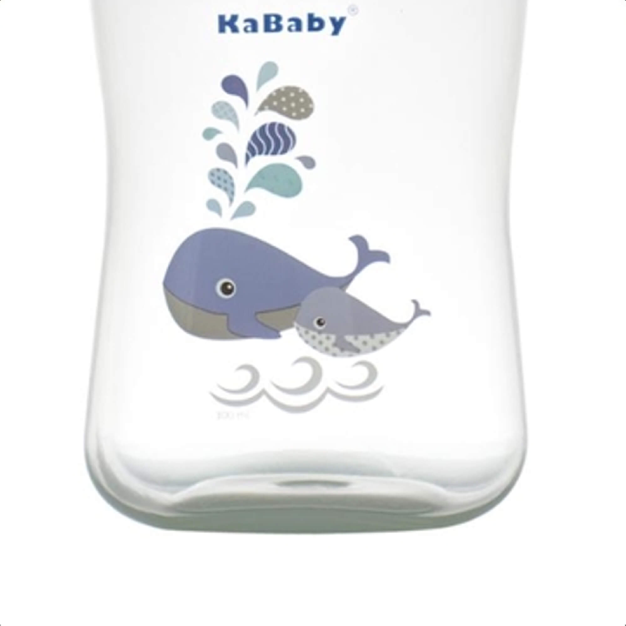 Copo Infantil de Transição com Bico Rígido e Alças 300ml +6 Meses Estampa Baleia Detalhes Azul Caneca KaBaby - 1115A