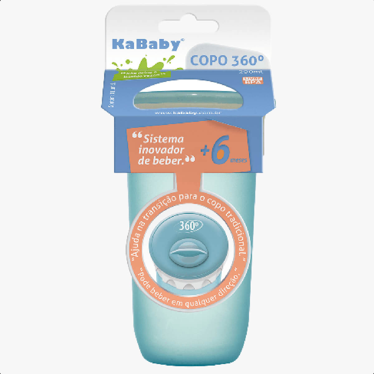 Copo 360º 300ml Azul Não Derrama Transição Infantil Bebê Livre de BPA Sport KaBaby - 1235A