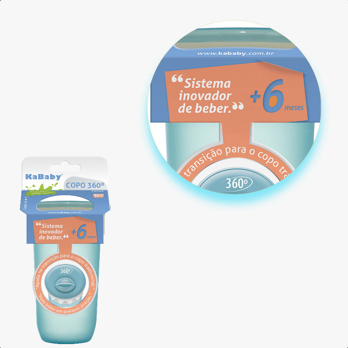 Copo 360º 300ml Azul Não Derrama Transição Infantil Bebê Livre de BPA Sport KaBaby - 1235A