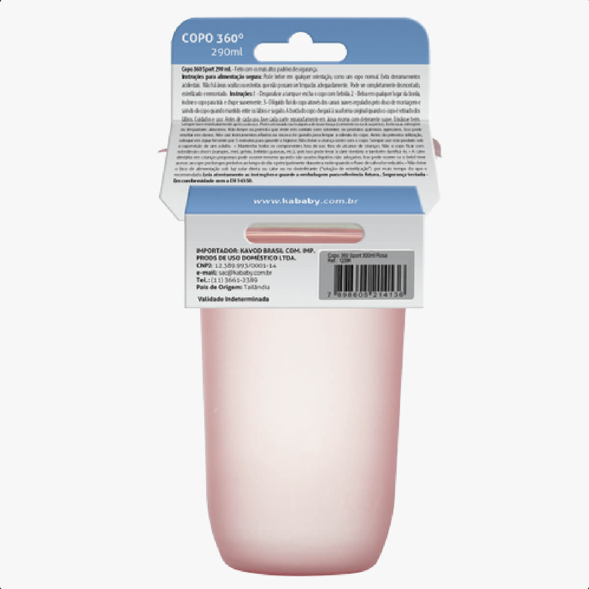 Copo 360 Graus Sport Infantil 300 ML A Partir De 6 Meses Design Inovador Prático Fácil Manuseio Rosa KaBaby - 1235R