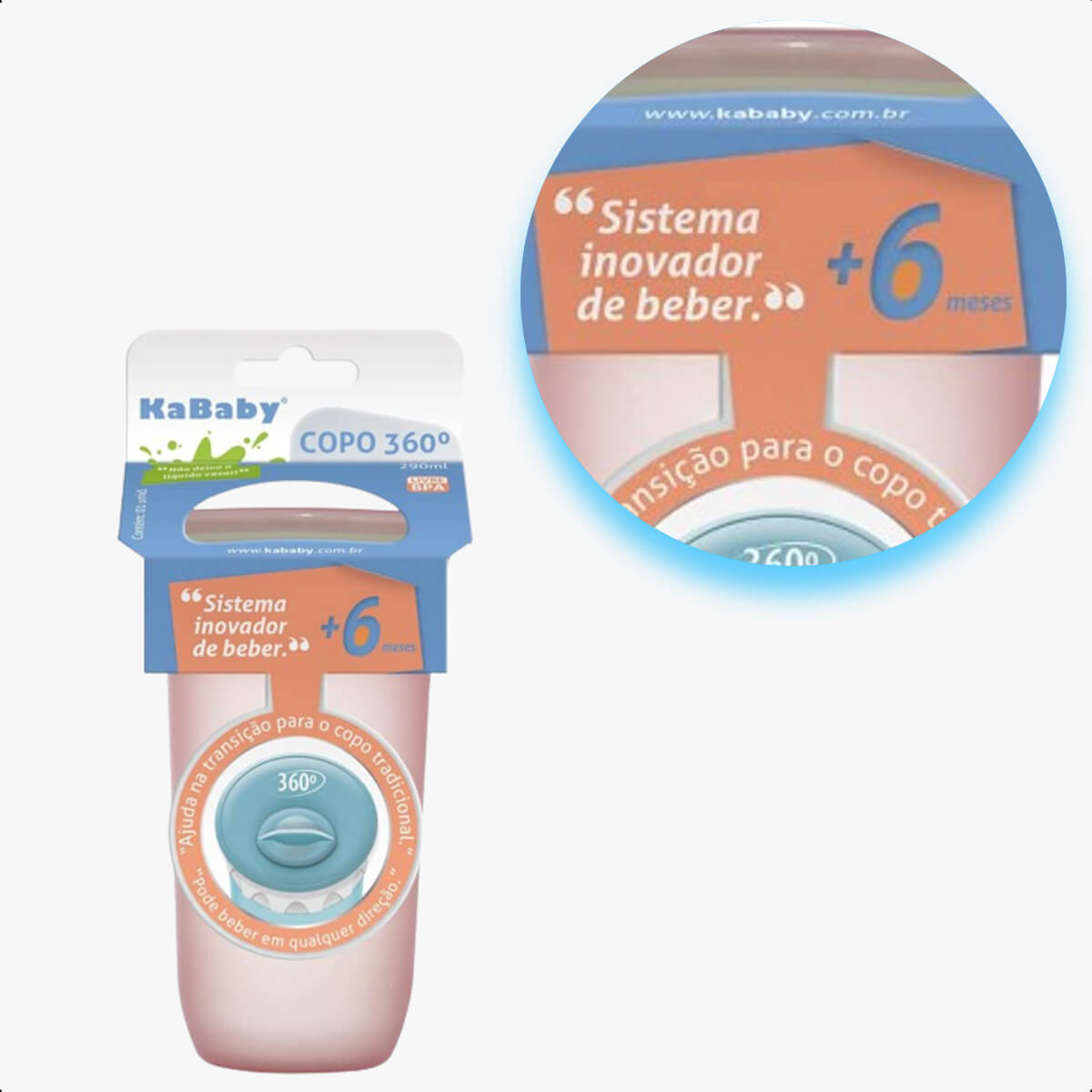Copo 360 Graus Sport Infantil 300 ML A Partir De 6 Meses Design Inovador Prático Fácil Manuseio Rosa KaBaby - 1235R