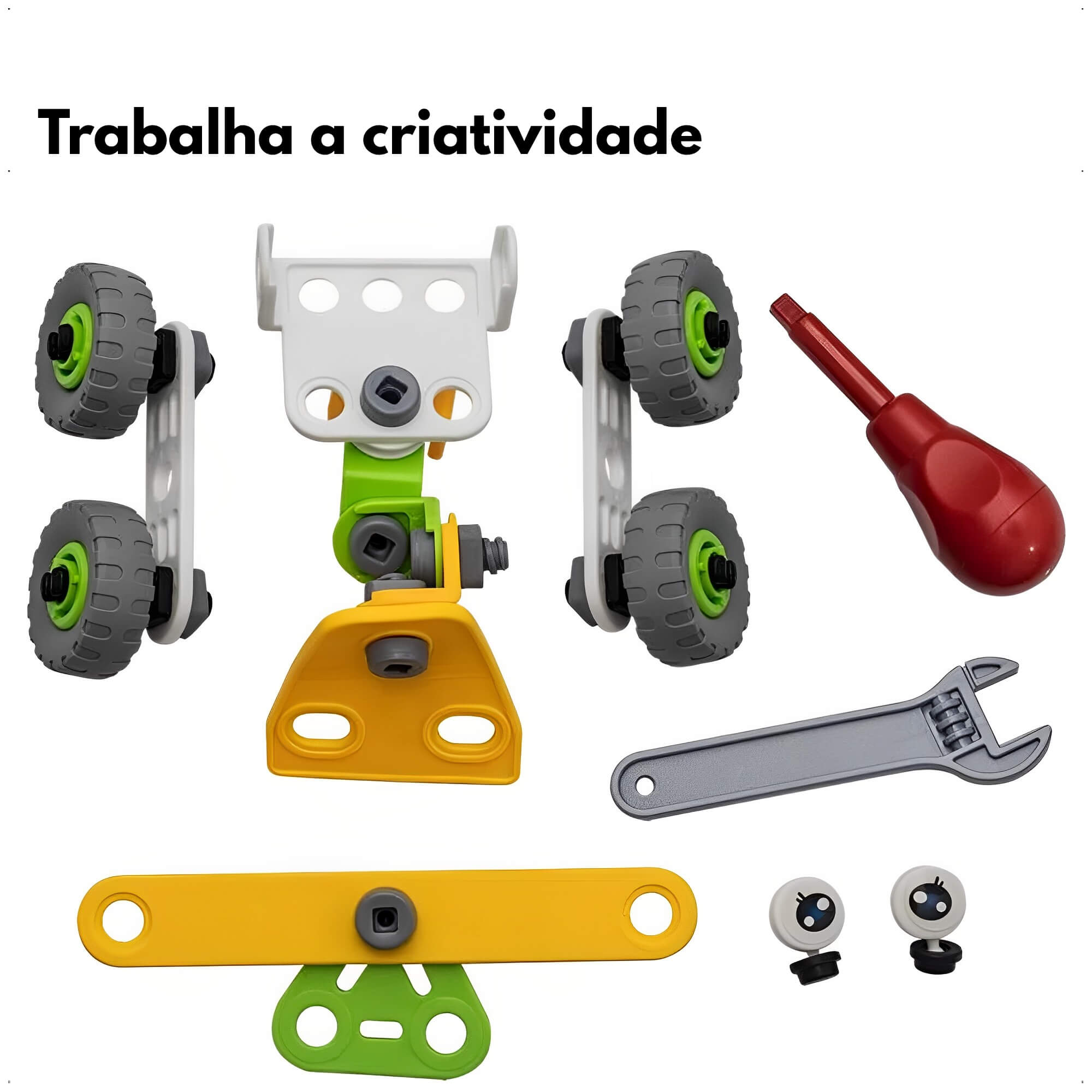 Brinquedo de Montar Steam 2 em 1 Four Wheels 56 peças + 3 Anos Colorido Play Duc KaBaby - PB50121