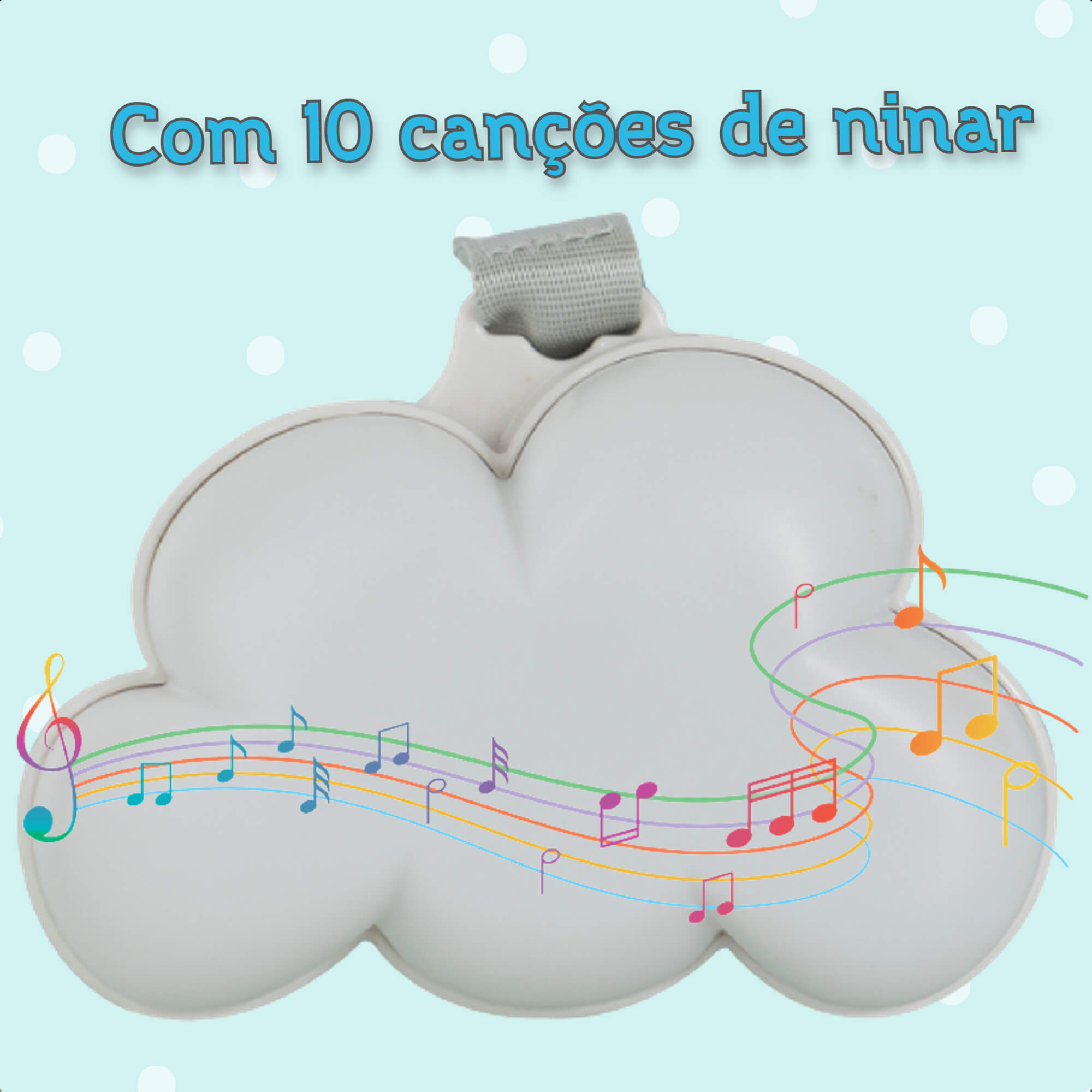 Luminária Musical Little Cloud Infantil 3 Níveis de Brilho 11701B - KaBaby