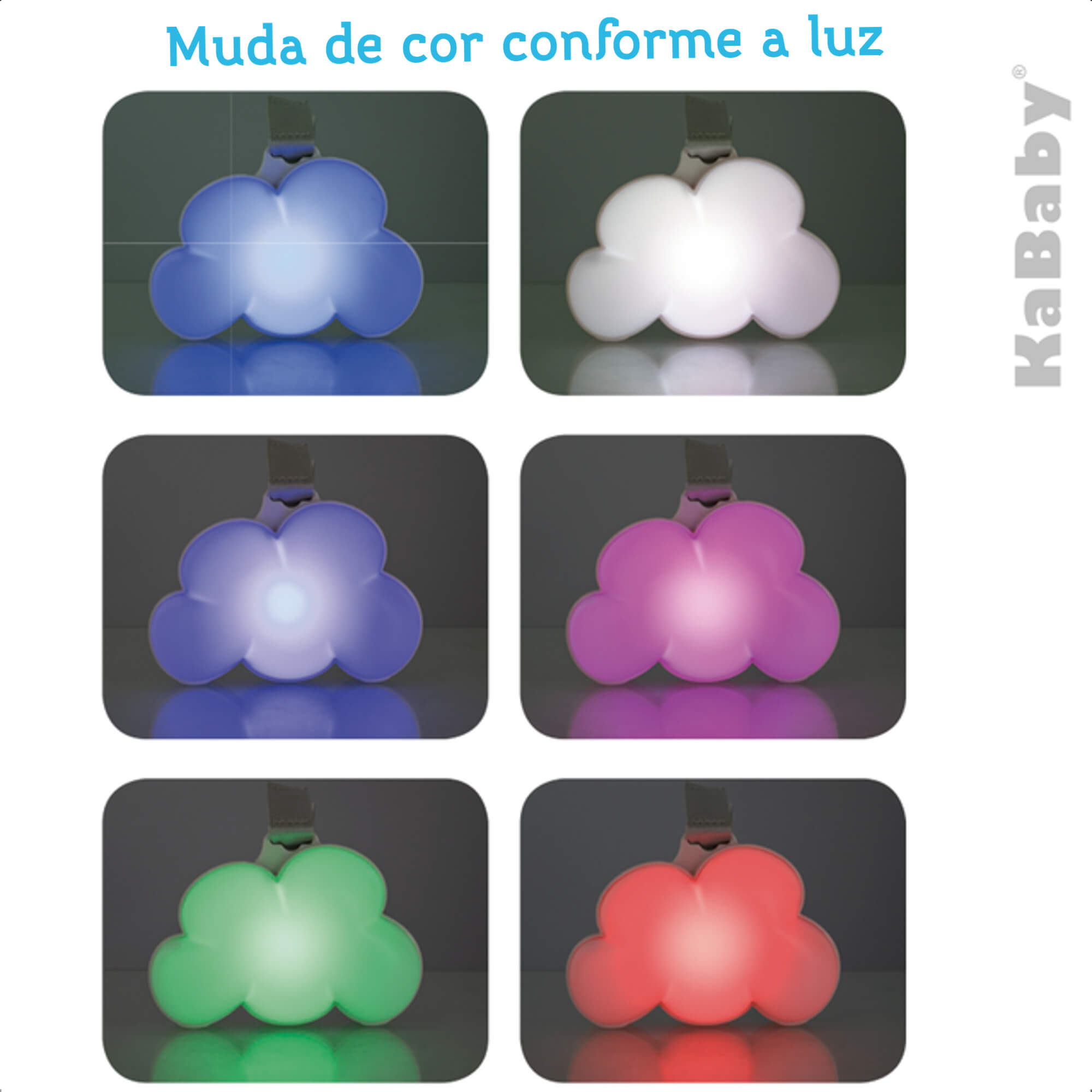 Luminária Musical Little Cloud Infantil 3 Níveis de Brilho 11701B - KaBaby