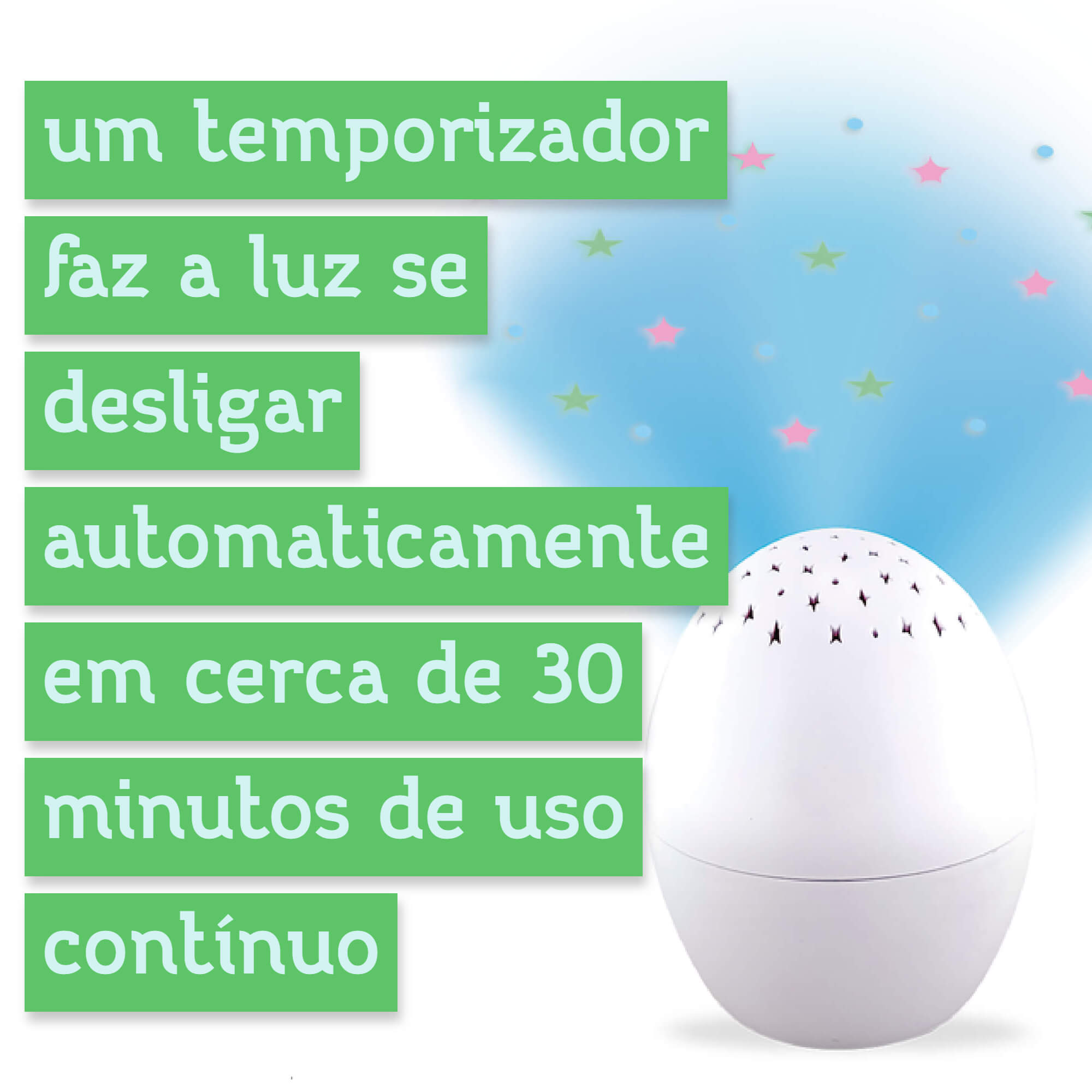 Luminária Musical Little Egg Infantil Projeta Estrelas e Lua KaBaby - 11705B