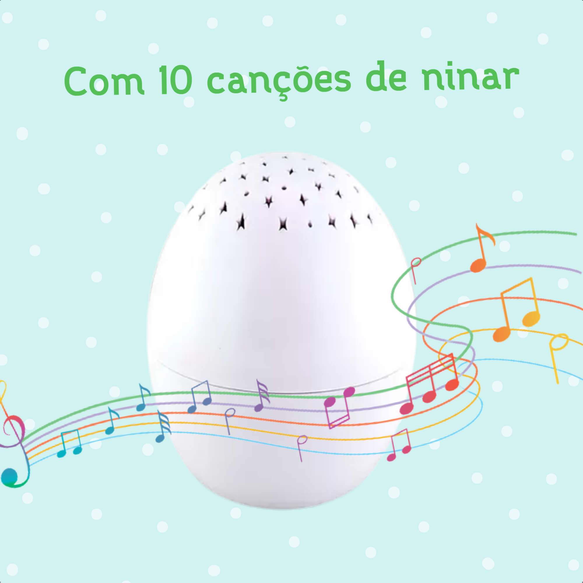 Luminária Musical Little Egg Infantil Projeta Estrelas e Lua KaBaby - 11705B