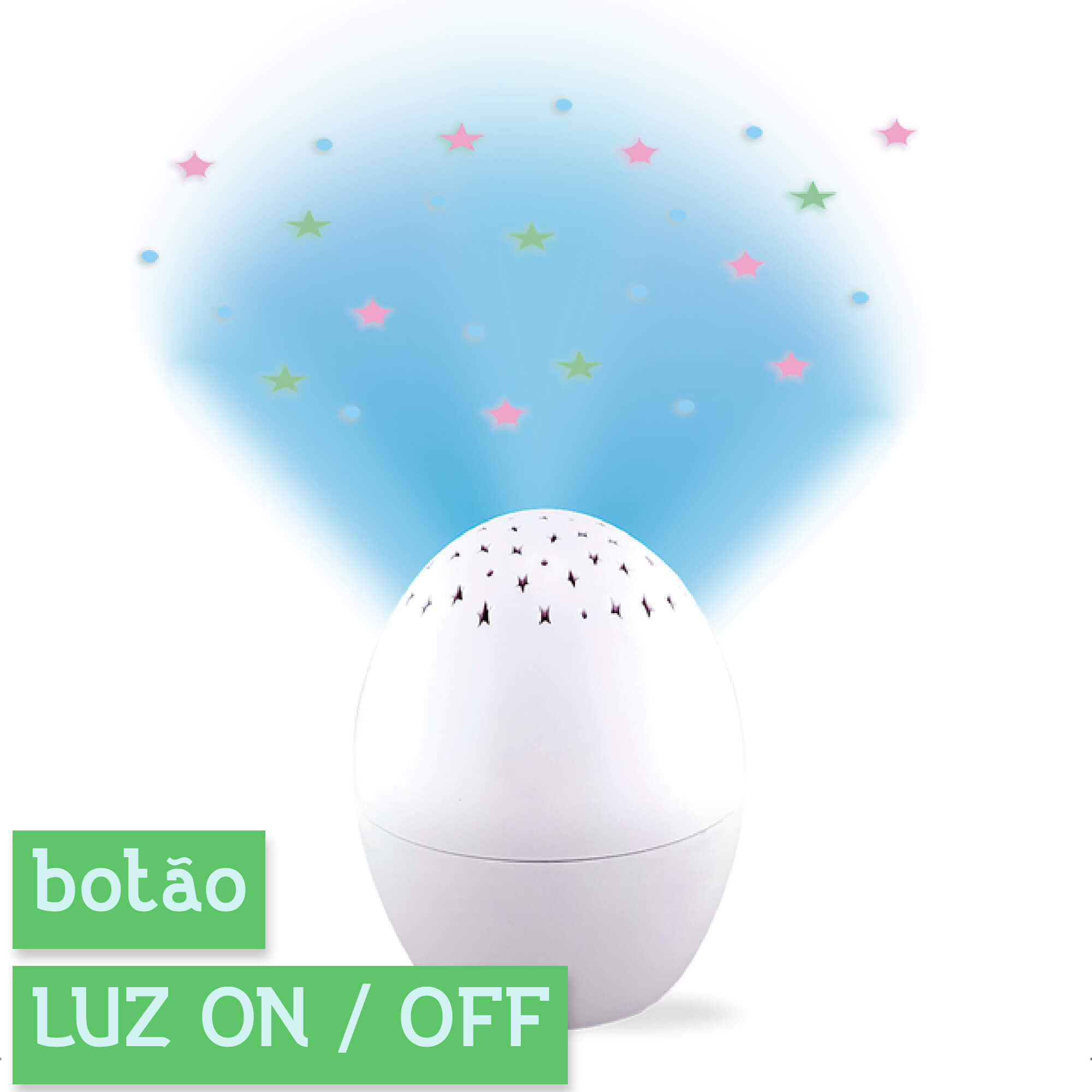 Luminária Musical Little Egg Infantil Projeta Estrelas e Lua KaBaby - 11705B