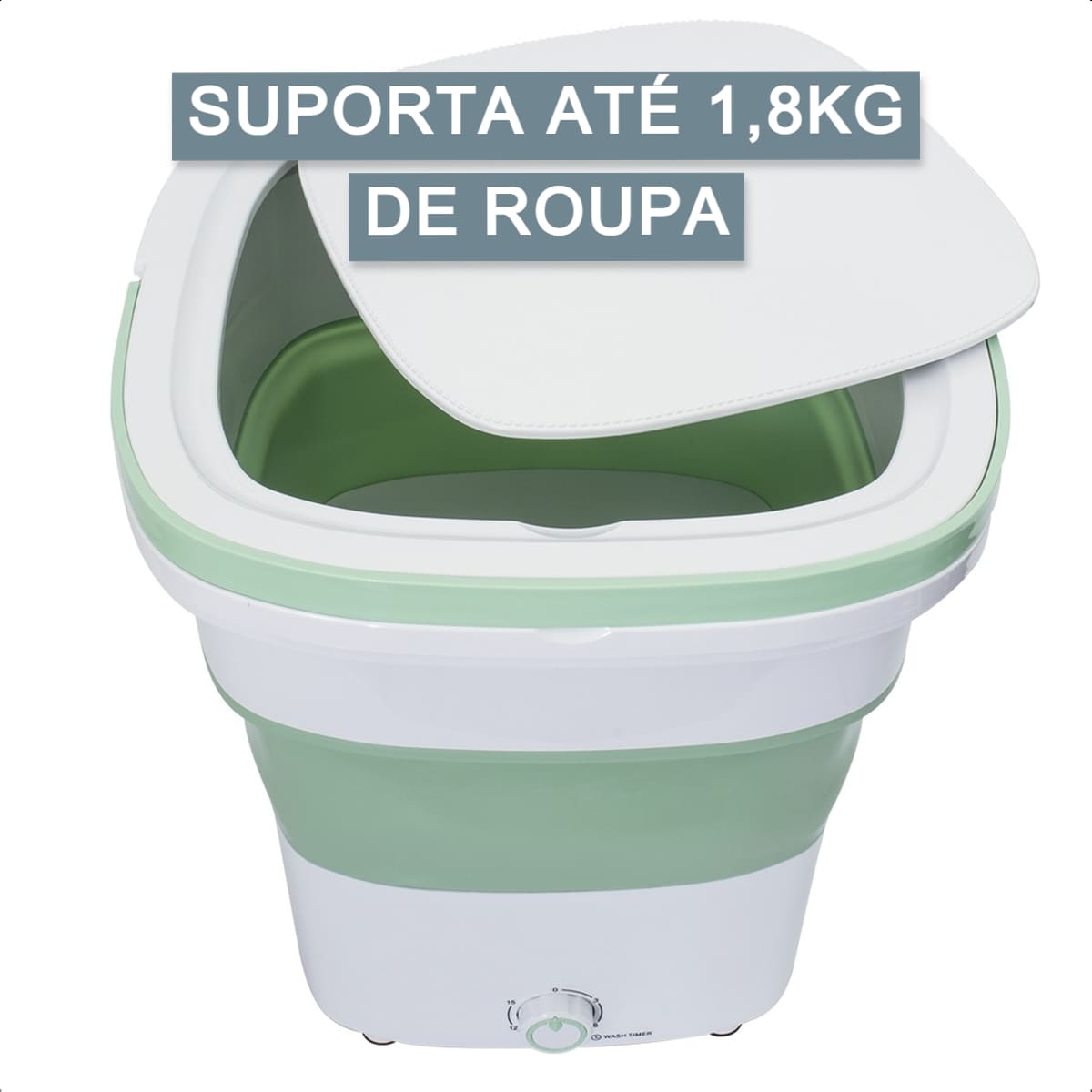 Mini Maquina de Lavar Dobrável 110V Portátil até 1,8kg com regulagem de tempo e saída de água direcional KaBaby 11300C