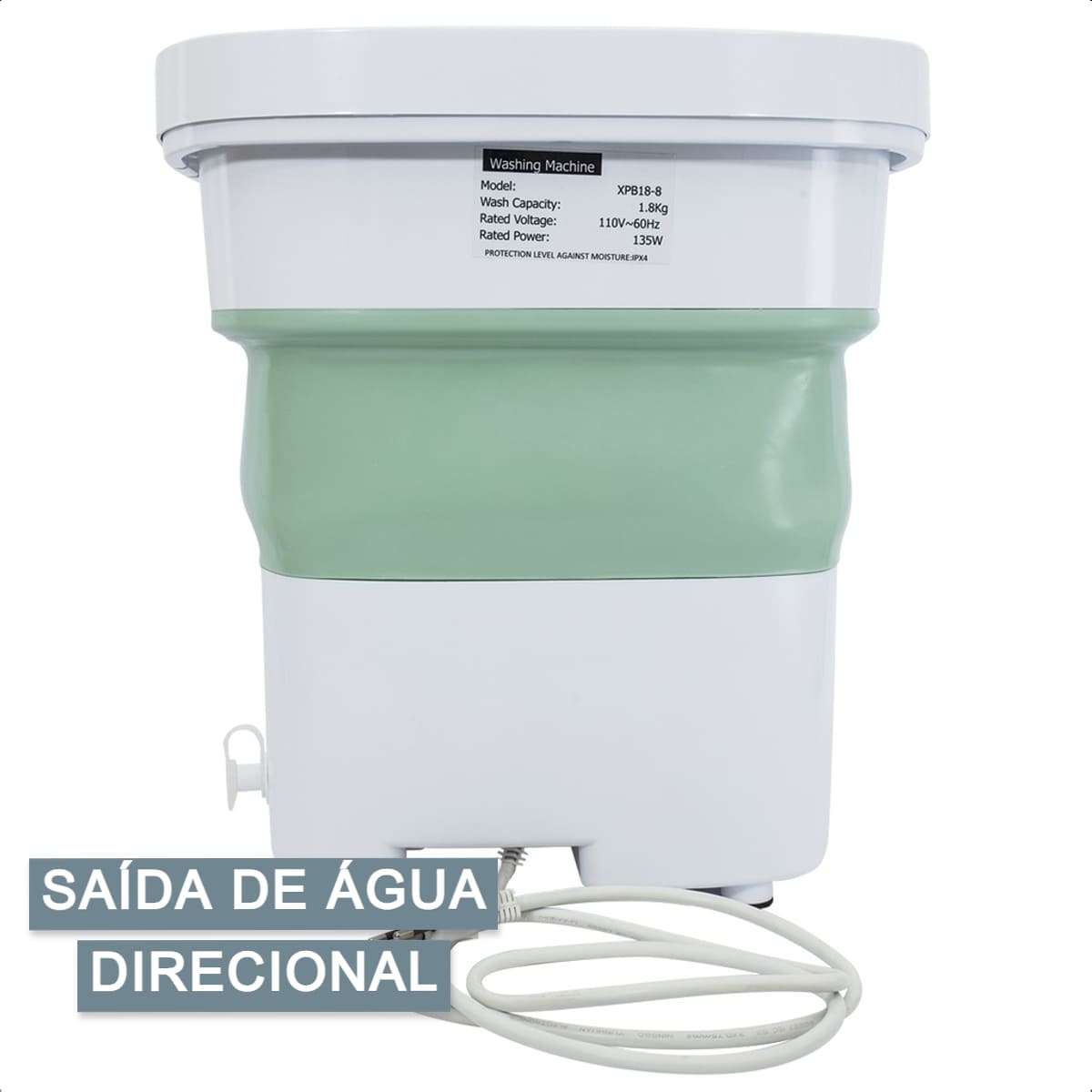 Mini Maquina de Lavar Dobrável 110V Portátil até 1,8kg com regulagem de tempo e saída de água direcional KaBaby 11300C
