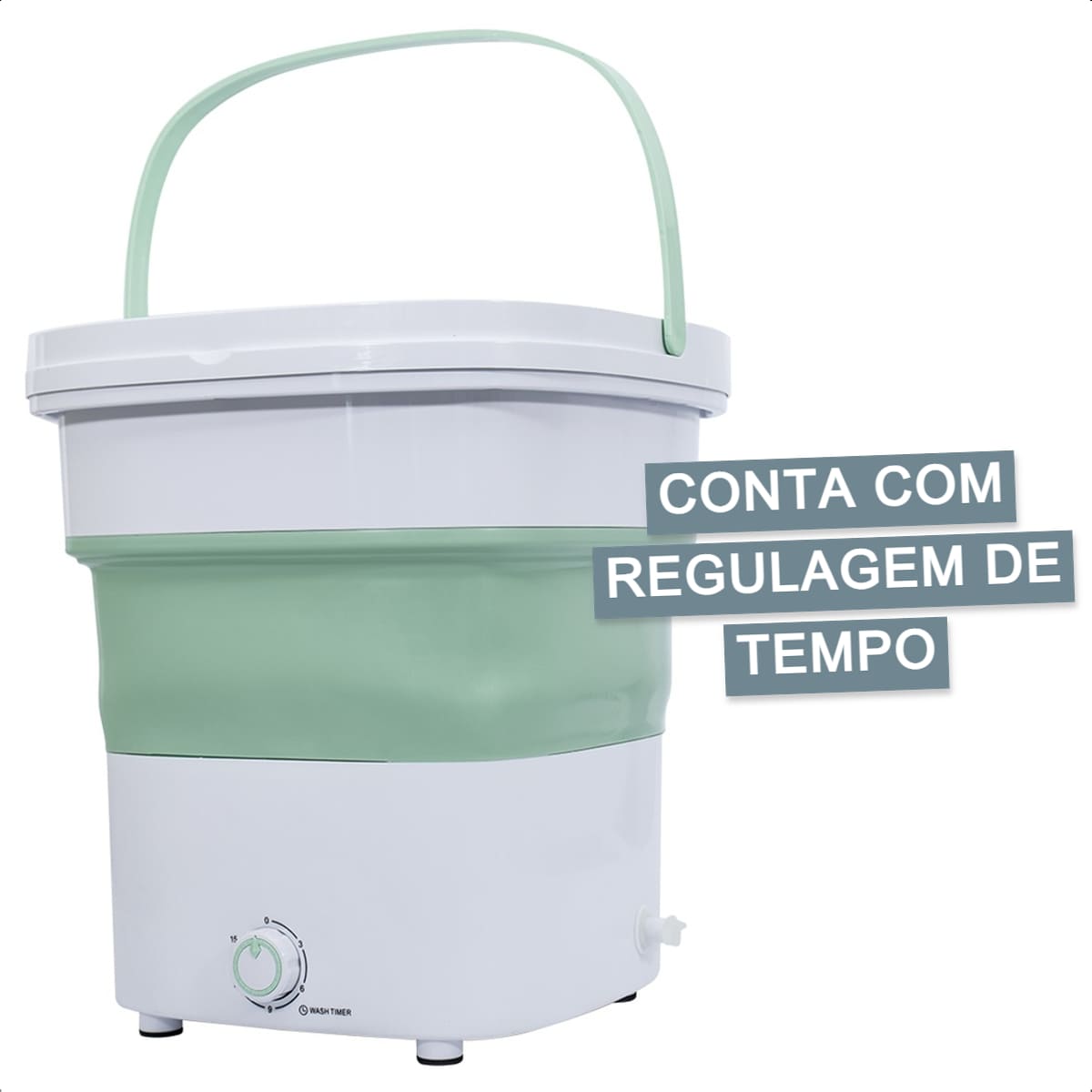 Mini Maquina de Lavar Dobrável 110V Portátil até 1,8kg com regulagem de tempo e saída de água direcional KaBaby 11300C