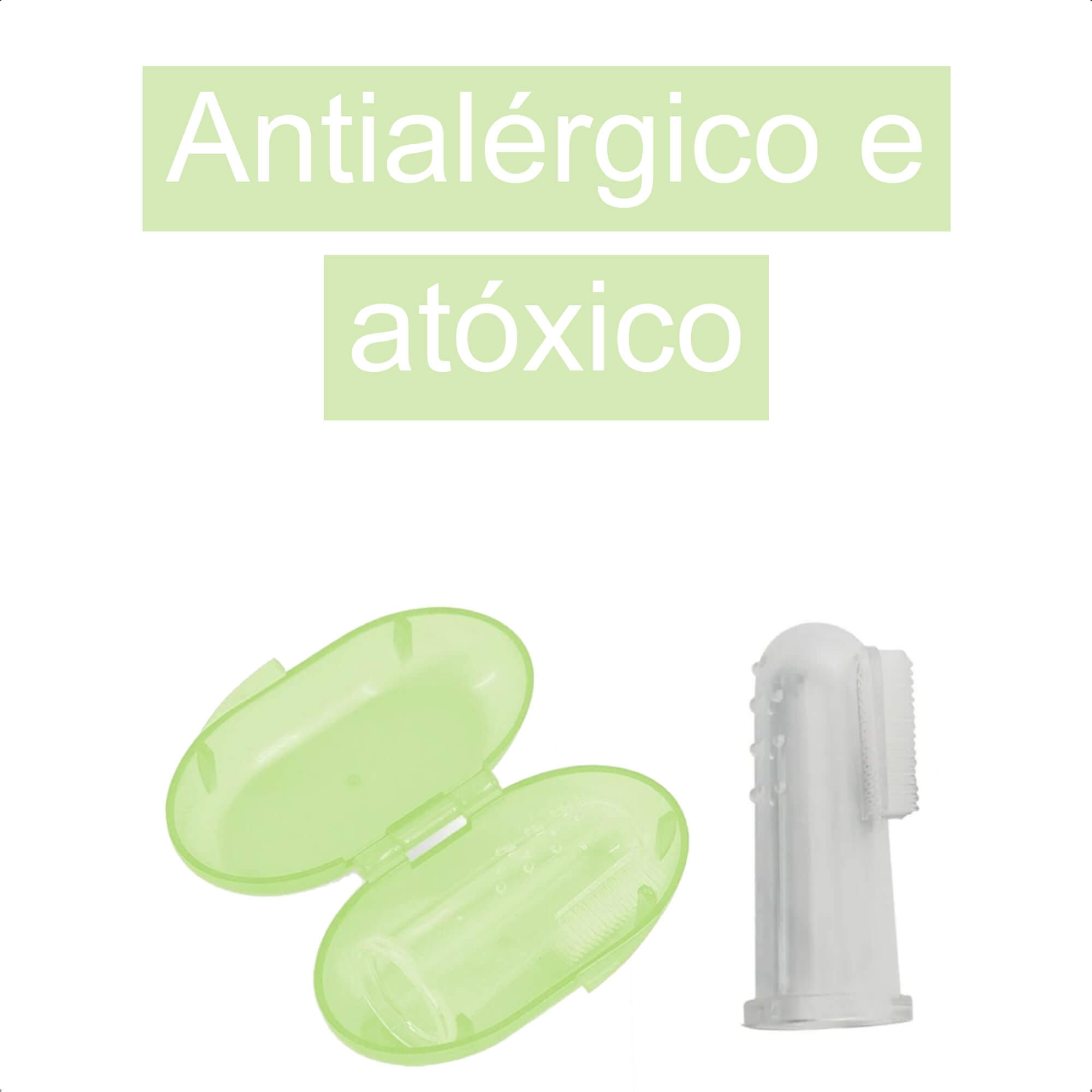 Massageador de Gengiva Infantil Silicone Com Case Higiênica Antialérgico e Atóxico Conforto Alívio Verde KaBaby - 20010V