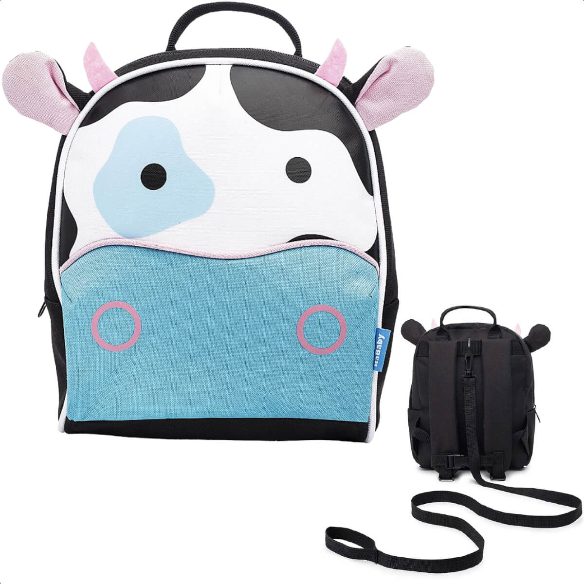 Mochila Infantil Passeio Com Guia Vaquinha Preta e Branca - KaBaby 16006H