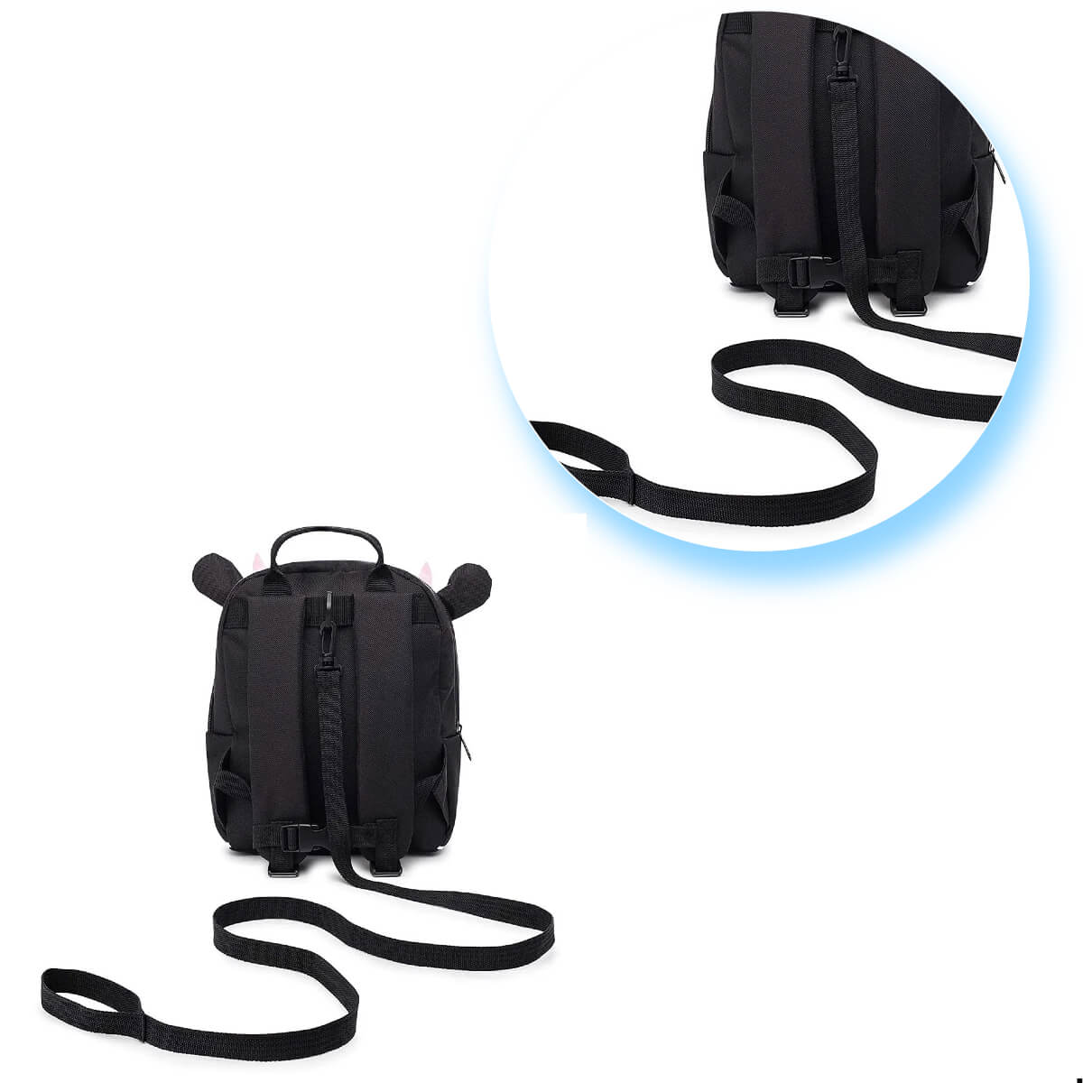 Mochila Infantil Passeio Com Guia Vaquinha Preta e Branca - KaBaby 16006H