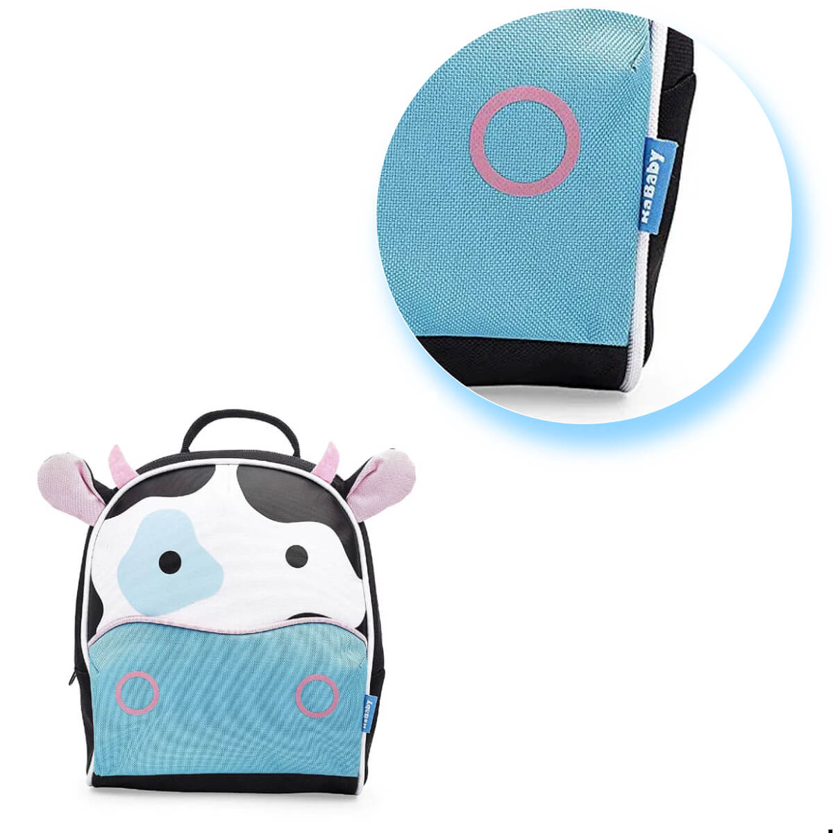 Mochila Infantil Passeio Com Guia Vaquinha Preta e Branca - KaBaby 16006H