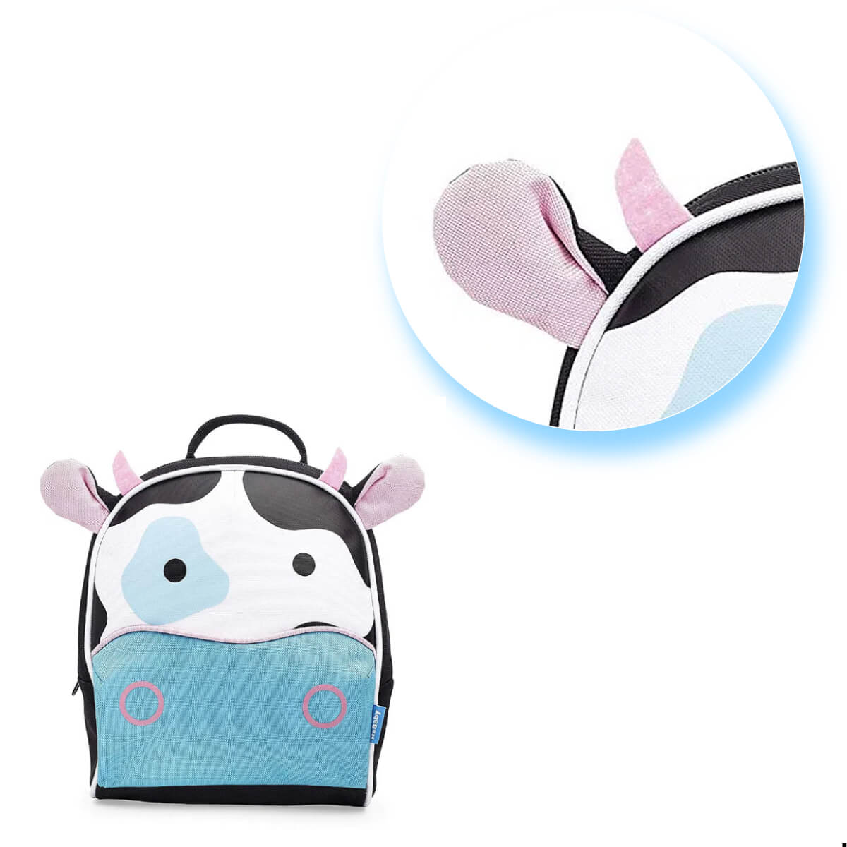 Mochila Infantil Passeio Com Guia Vaquinha Preta e Branca - KaBaby 16006H