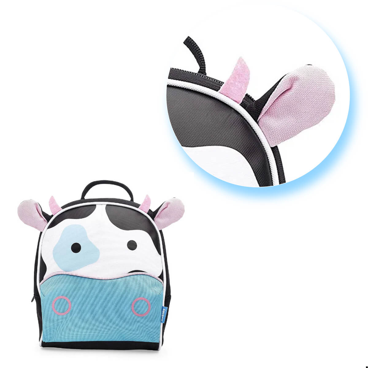 Mochila Infantil Passeio Com Guia Vaquinha Preta e Branca - KaBaby 16006H