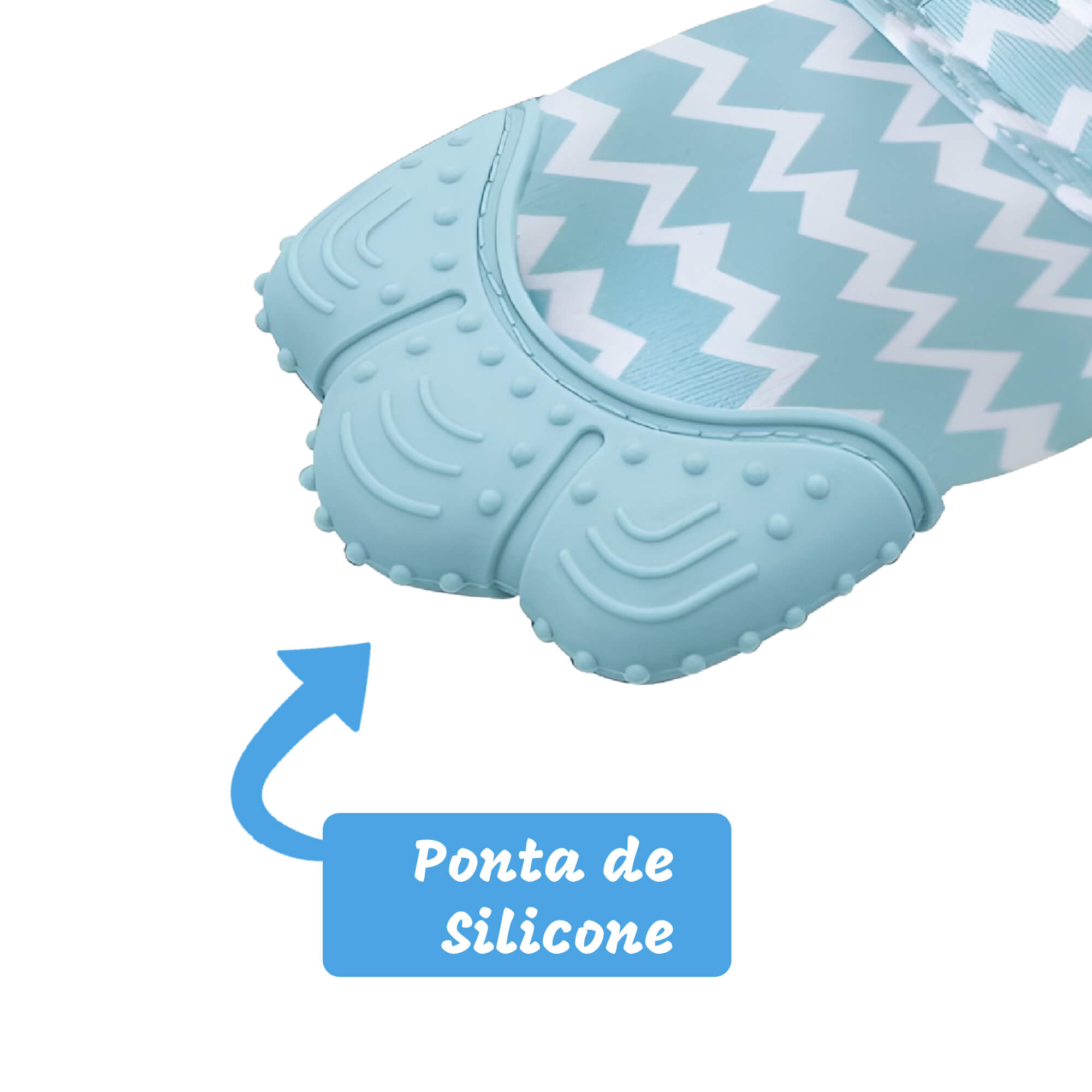 Mordedor Luvinha p/ Bebê c/ Ponteira de Silicone c/ Som Lavável Livre de BPA Azul Kababy - 1226A