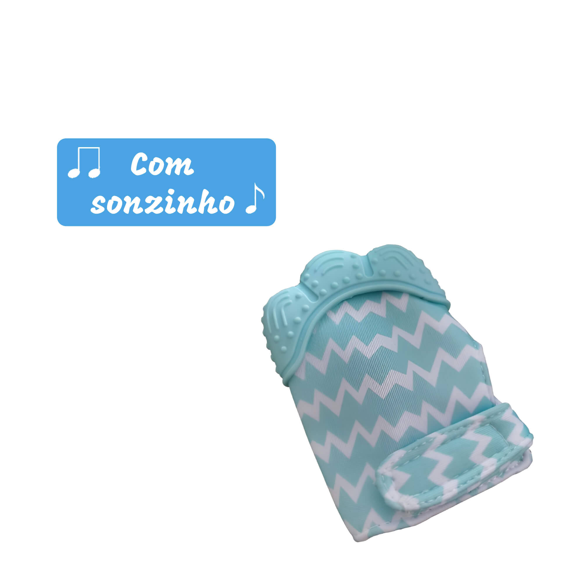 Mordedor Luvinha p/ Bebê c/ Ponteira de Silicone c/ Som Lavável Livre de BPA Azul Kababy - 1226A