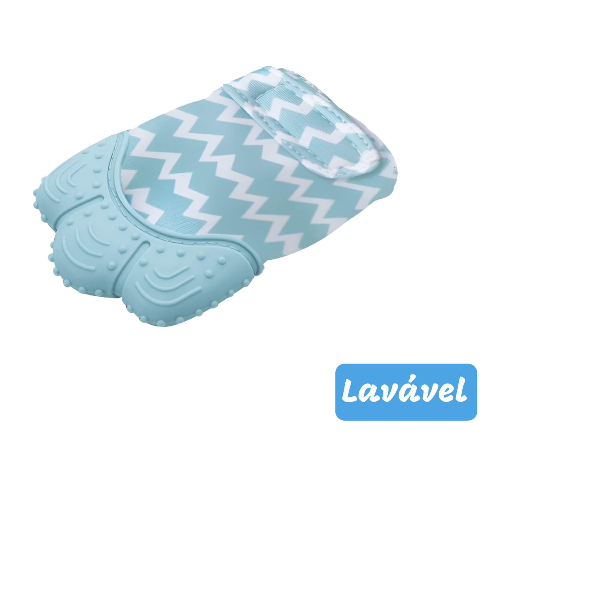 Mordedor Luvinha p/ Bebê c/ Ponteira de Silicone c/ Som Lavável Livre de BPA Azul Kababy - 1226A