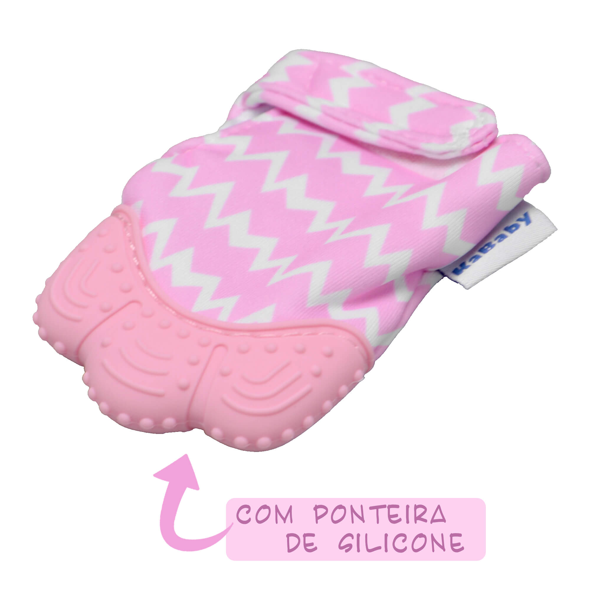 Mordedor Luvinha p/ Bebê c/ ponteira de silicone c/ som Lavável Livre de BPA Rosa KaBaby - 1226R