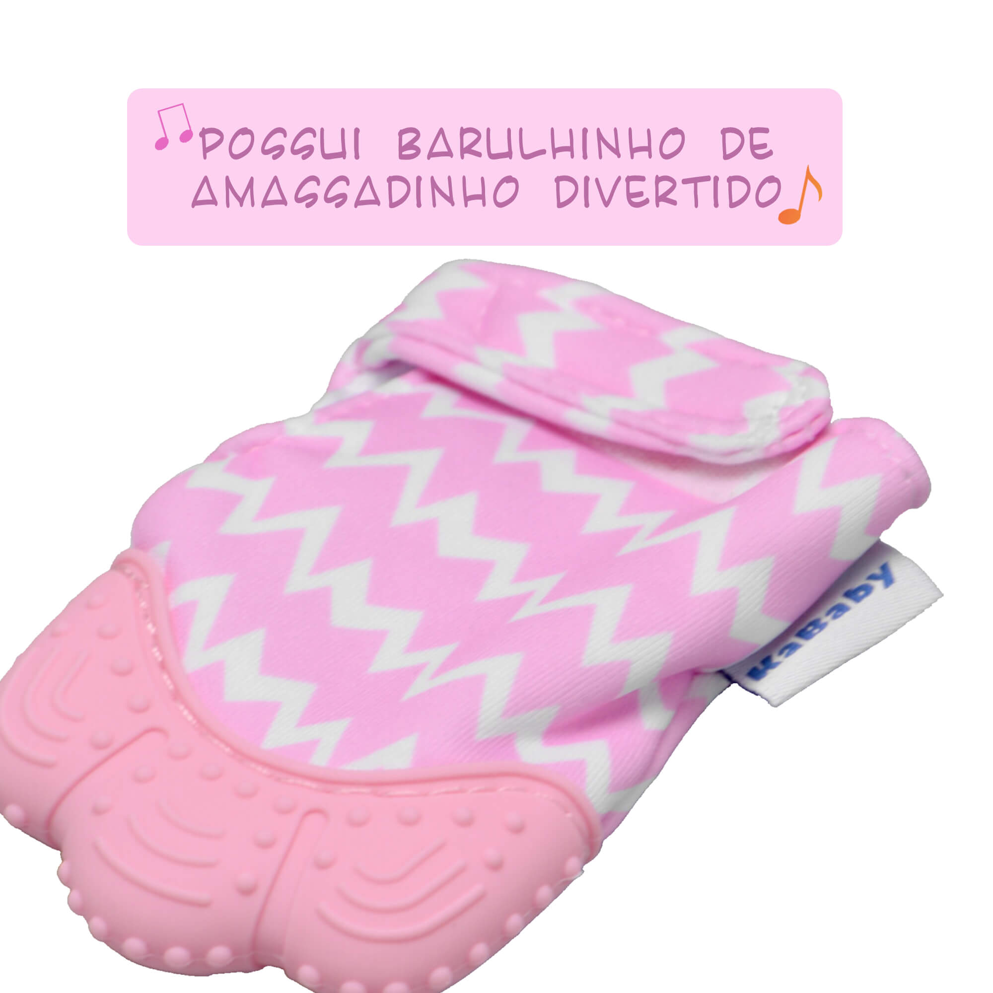 Mordedor Luvinha p/ Bebê c/ ponteira de silicone c/ som Lavável Livre de BPA Rosa KaBaby - 1226R